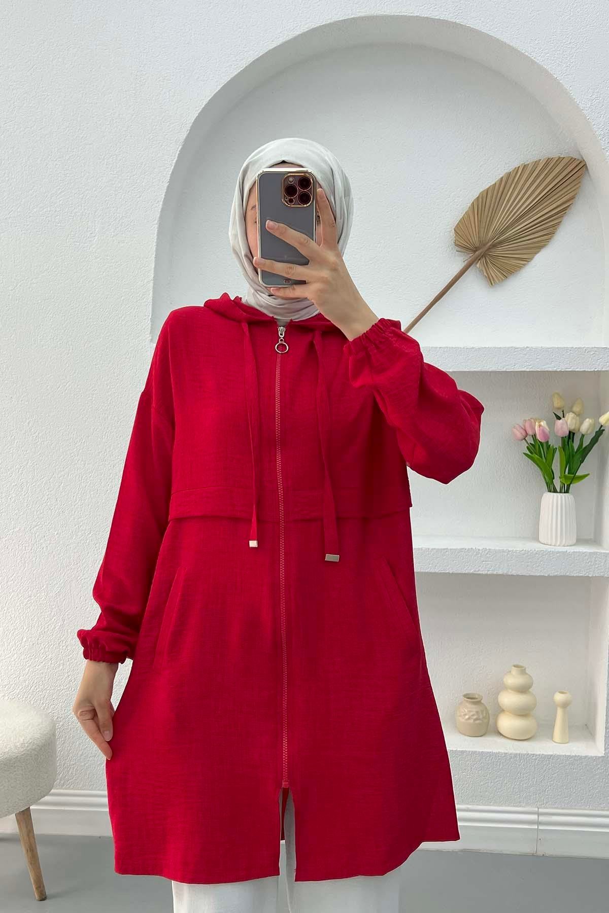 Fermuarlı Kap Kırmızı