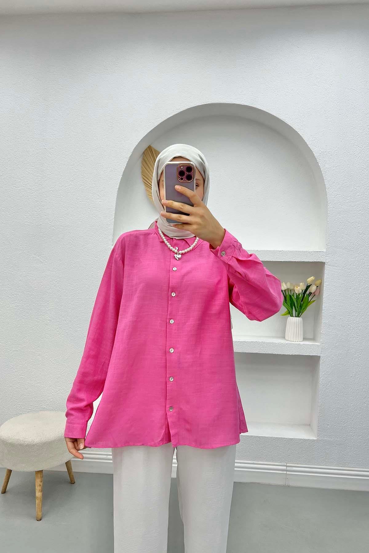 Flamlı Gömlek Pembe