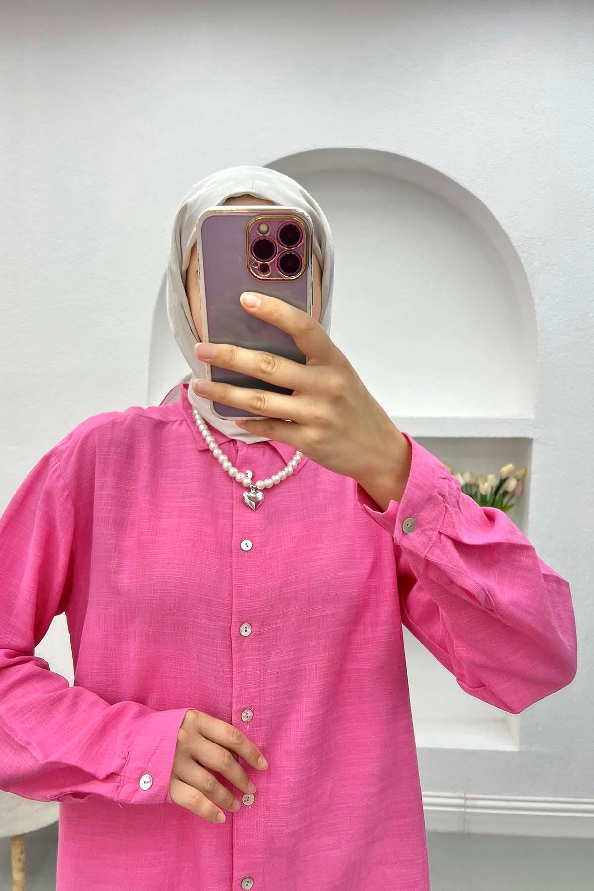 Flamlı Gömlek Pembe