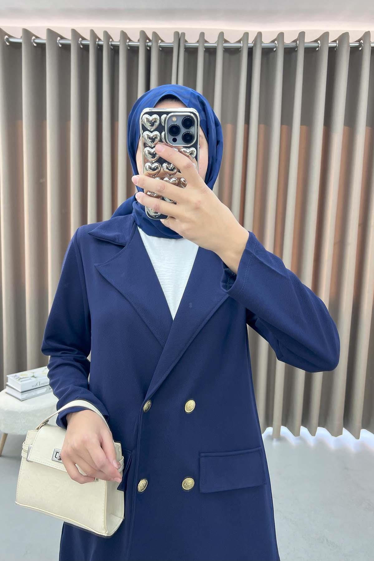 Gold Düğmeli Ceket Takım Lacivert
