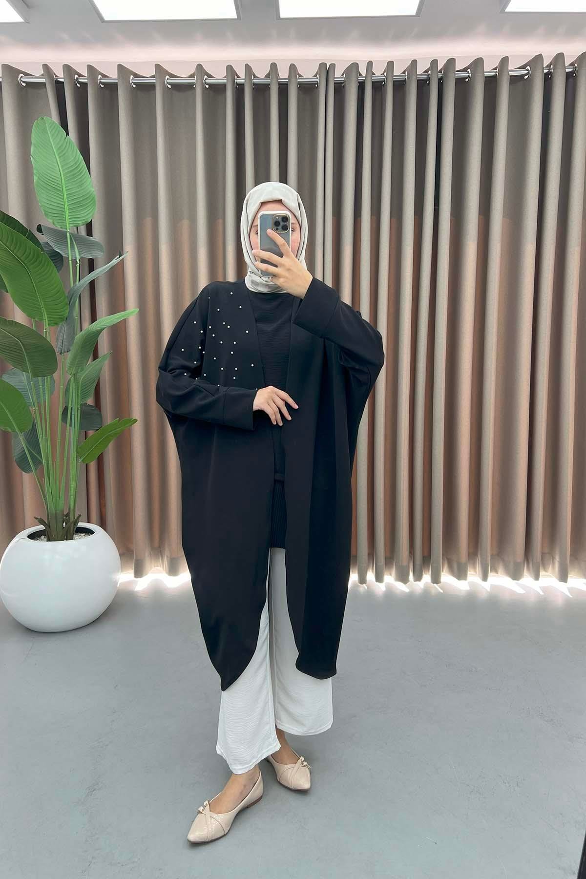 İncili Kimono Siyah