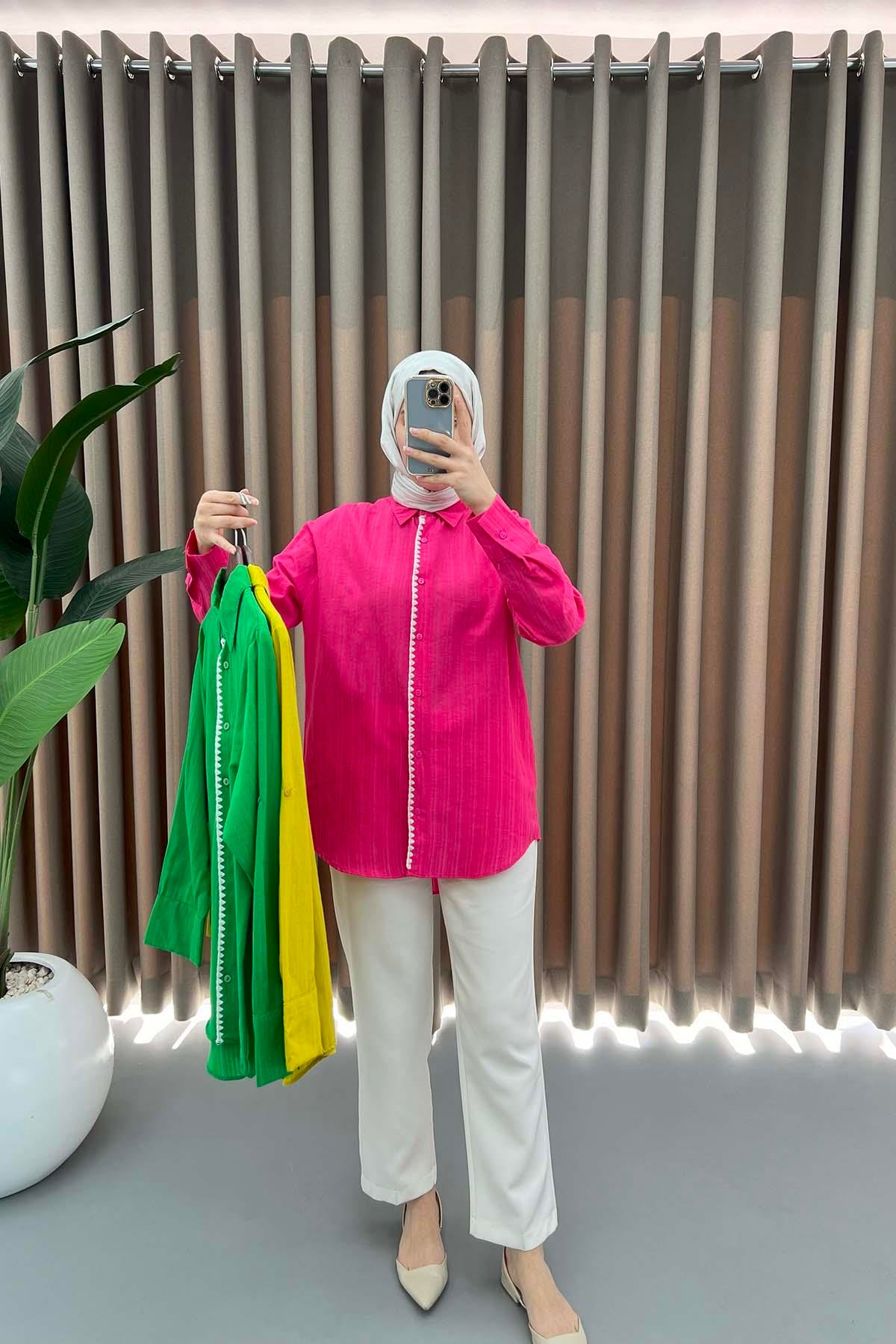 İşlemeli Gömlek Pembe