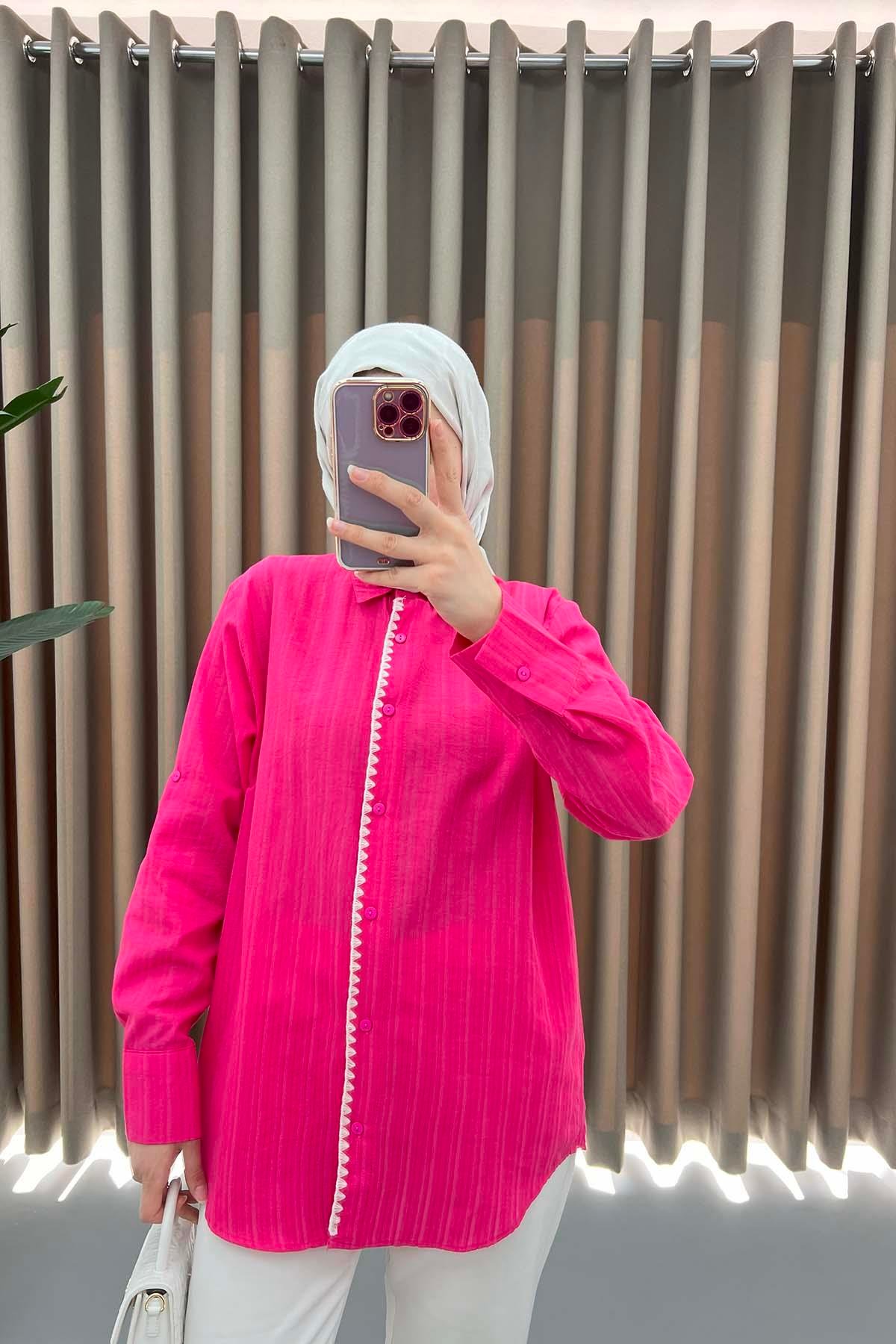 İşlemeli Gömlek Pembe