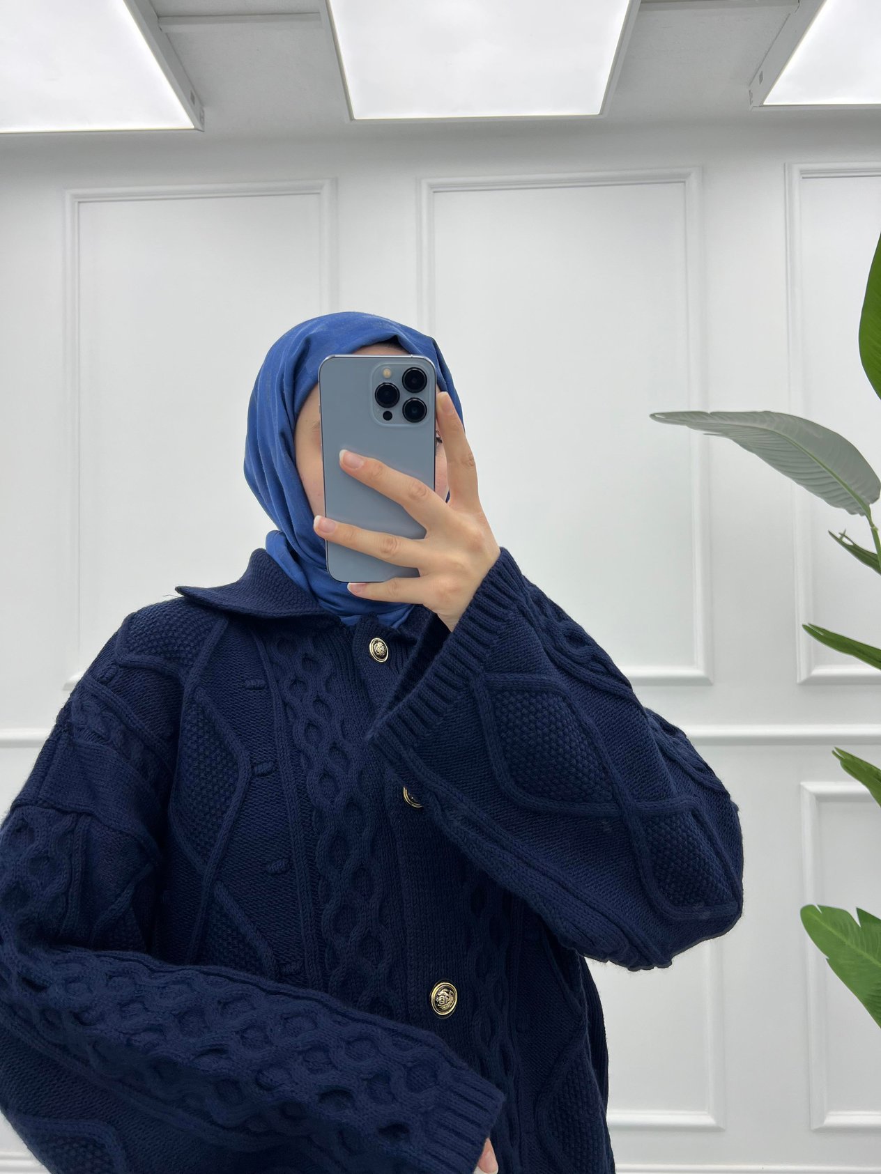 Kalın Örgülü Hırka Lacivert