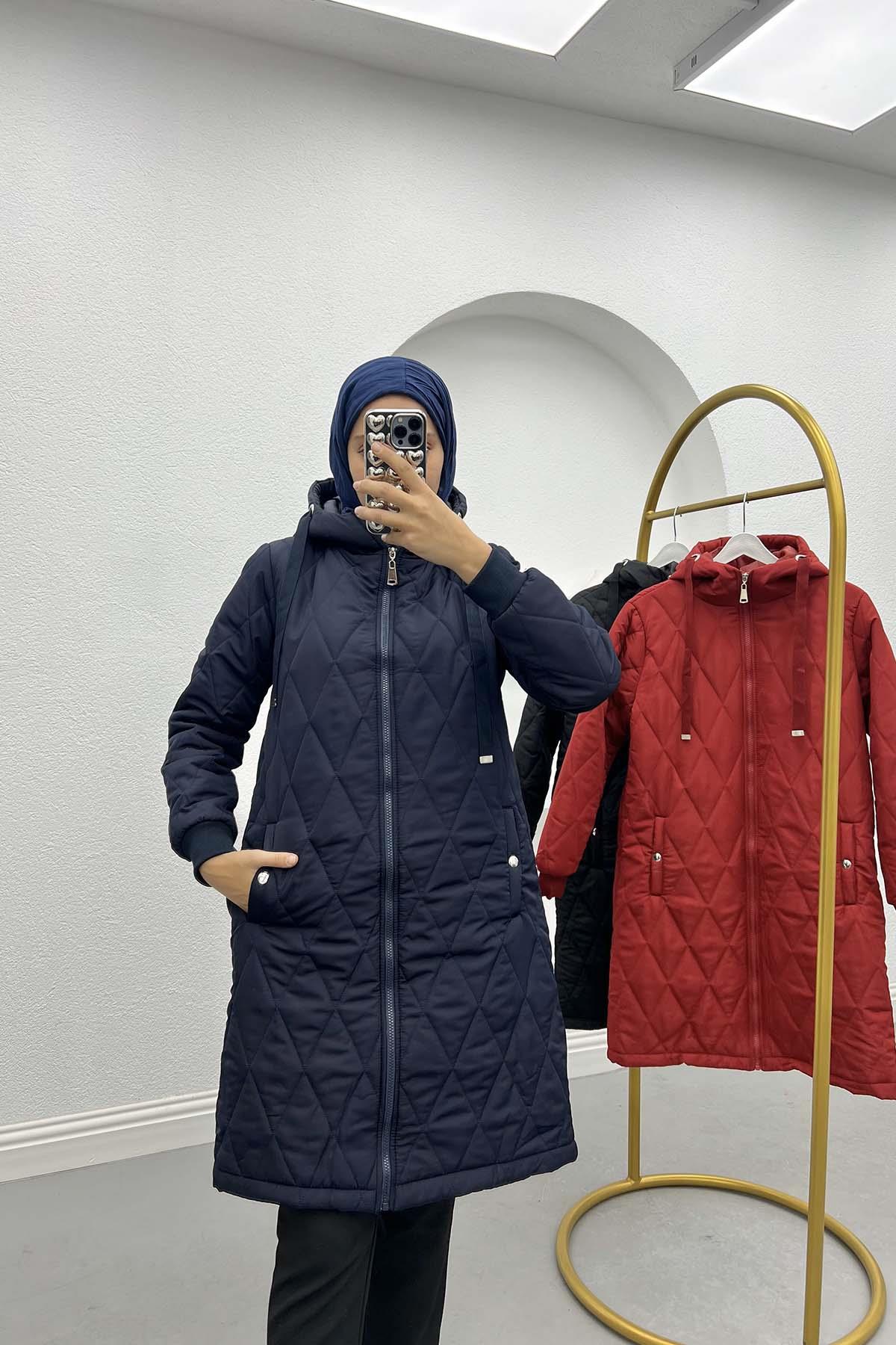 Kapitone Şişme Mont Lacivert