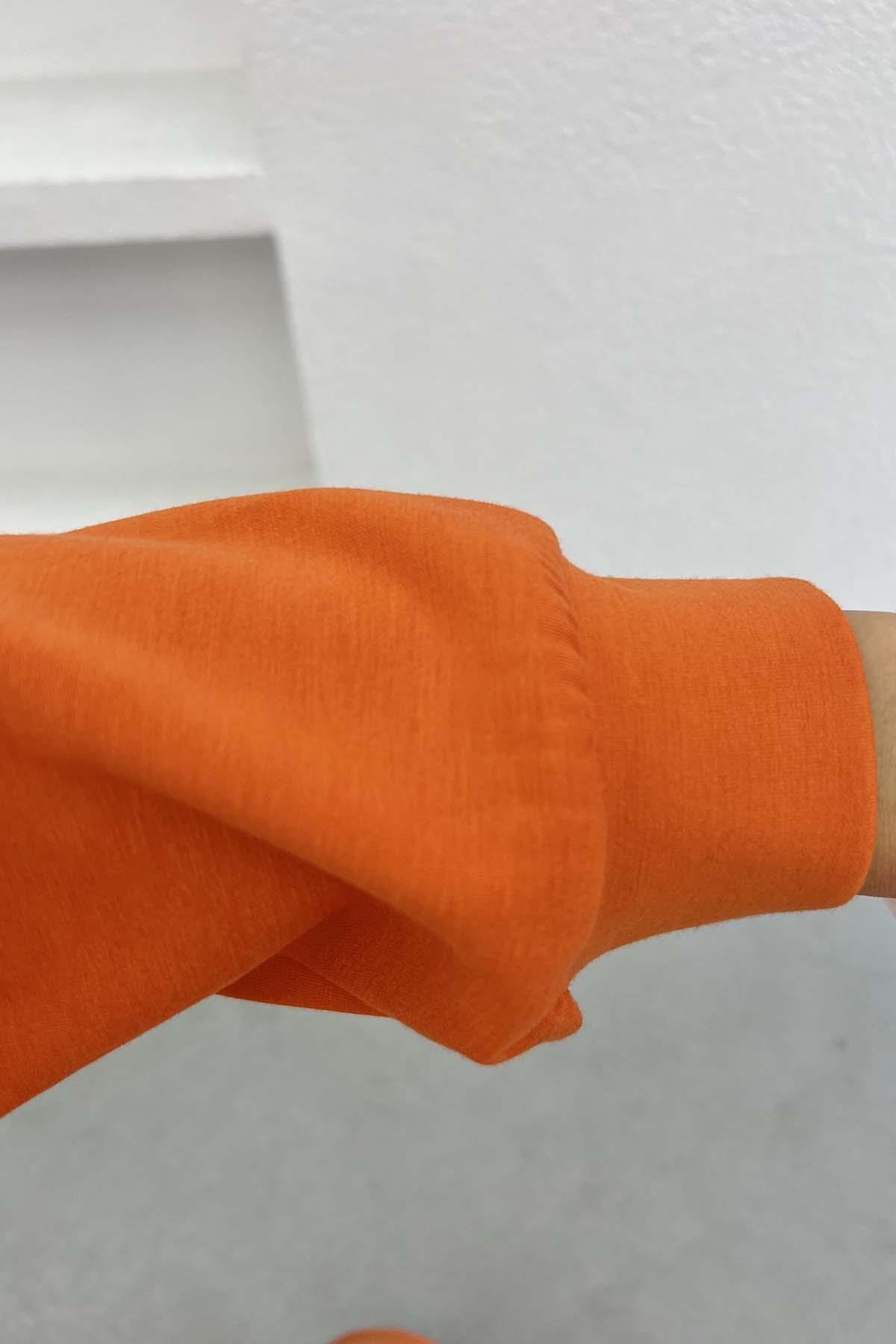 Kapüşonlu Sweat Elbise Turuncu