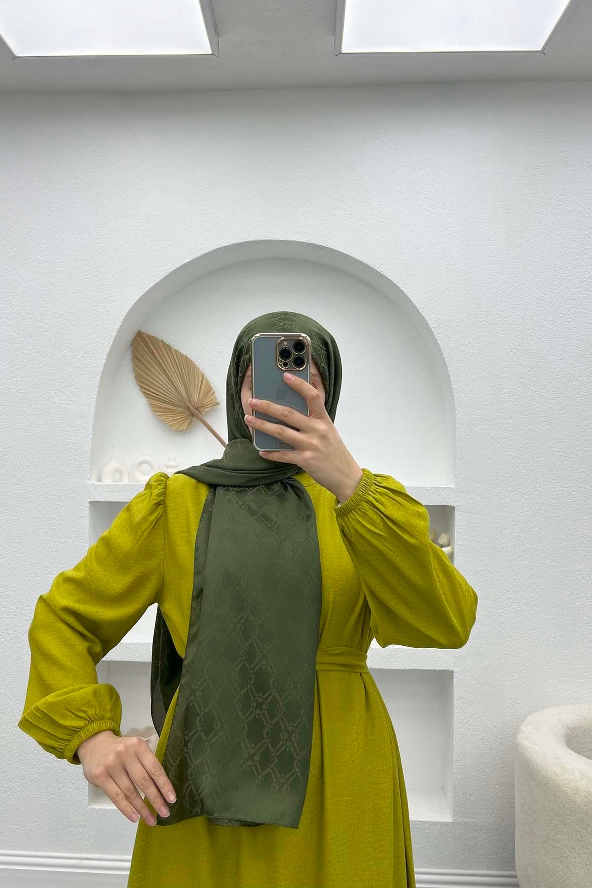 Kare Desenli Şal Haki