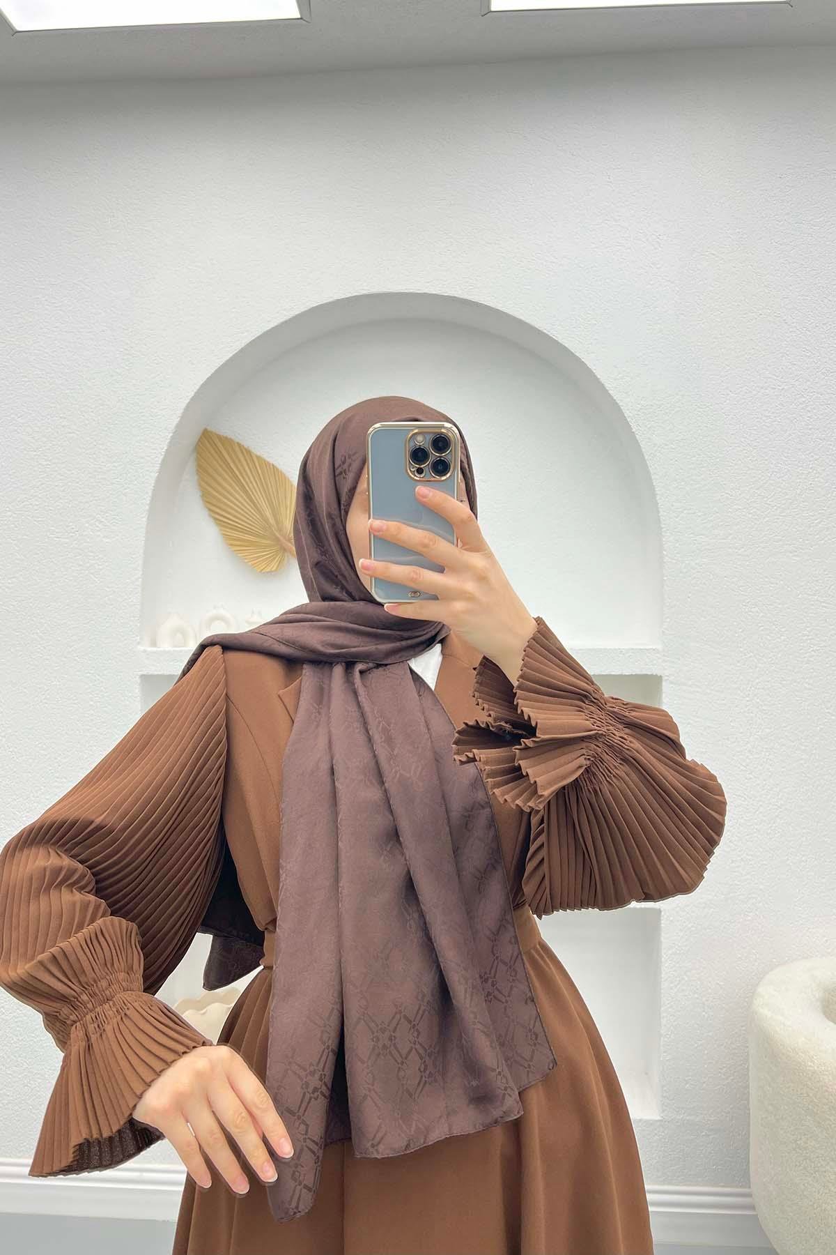 Kare Desenli Şal Kahve