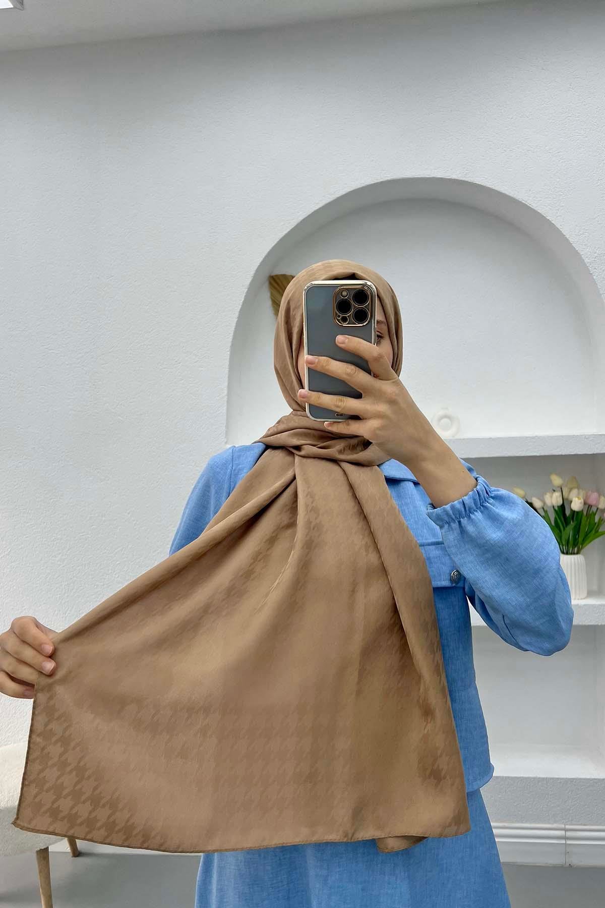 Kazayağı Desenli Şal Sütlü Kahve
