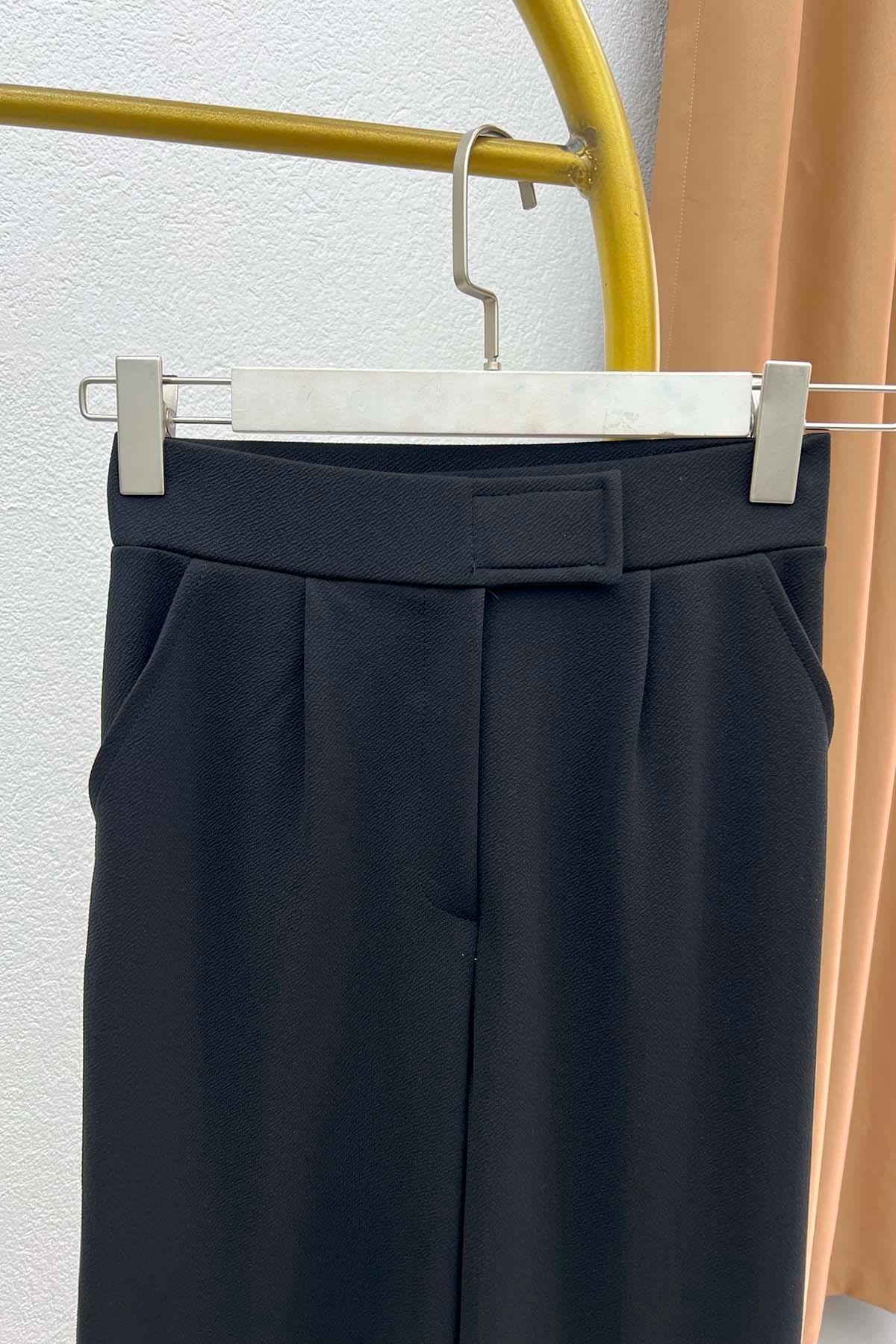Kendinden Desenli Pantalon Siyah