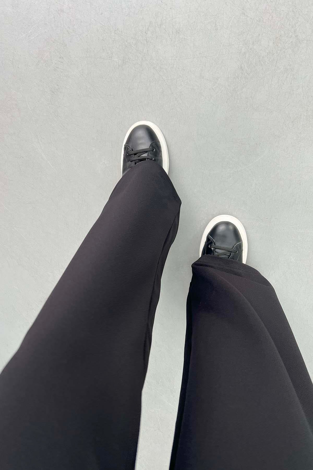 Kendinden Desenli Pantalon Siyah