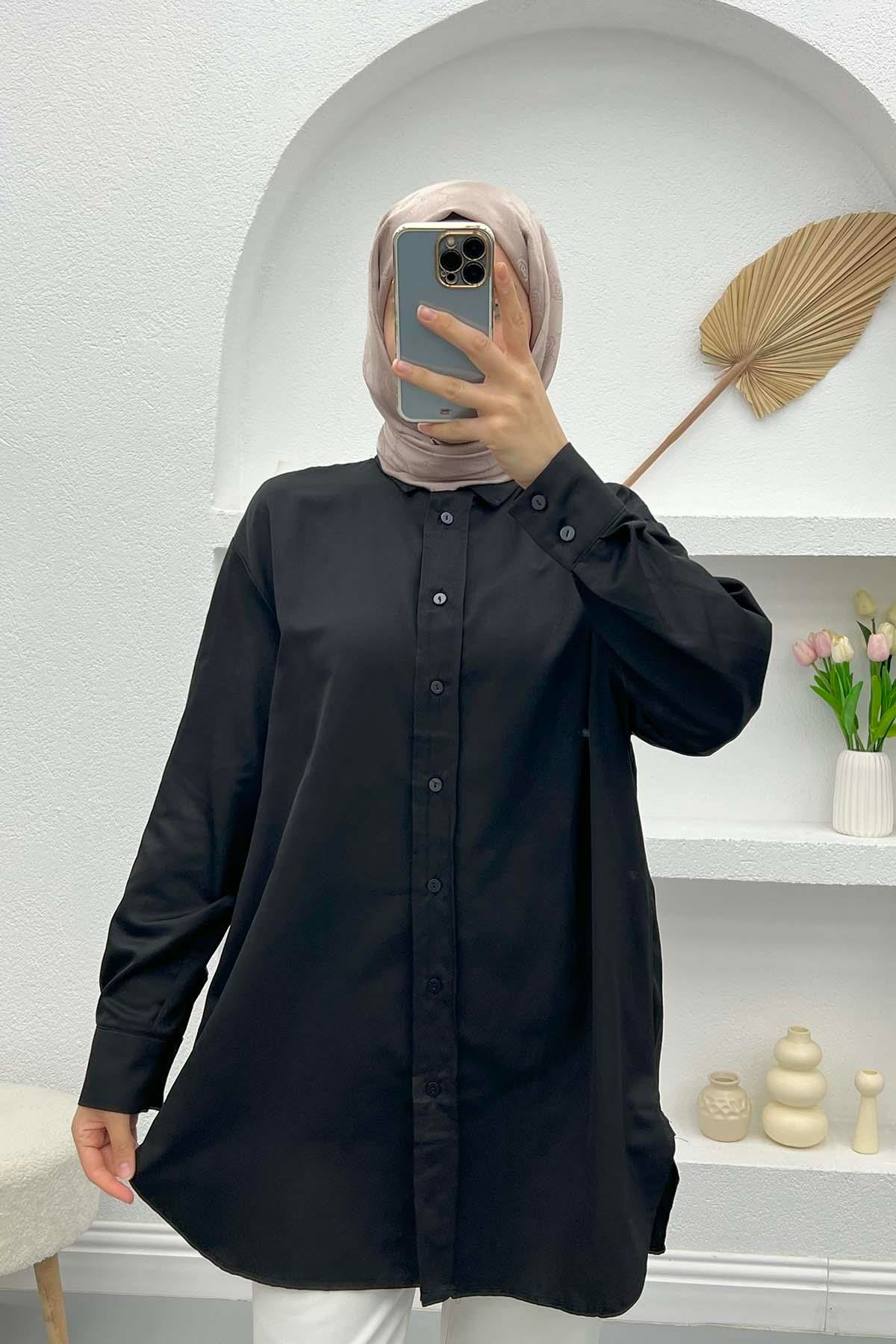 Klasik Salaş Gömlek Siyah