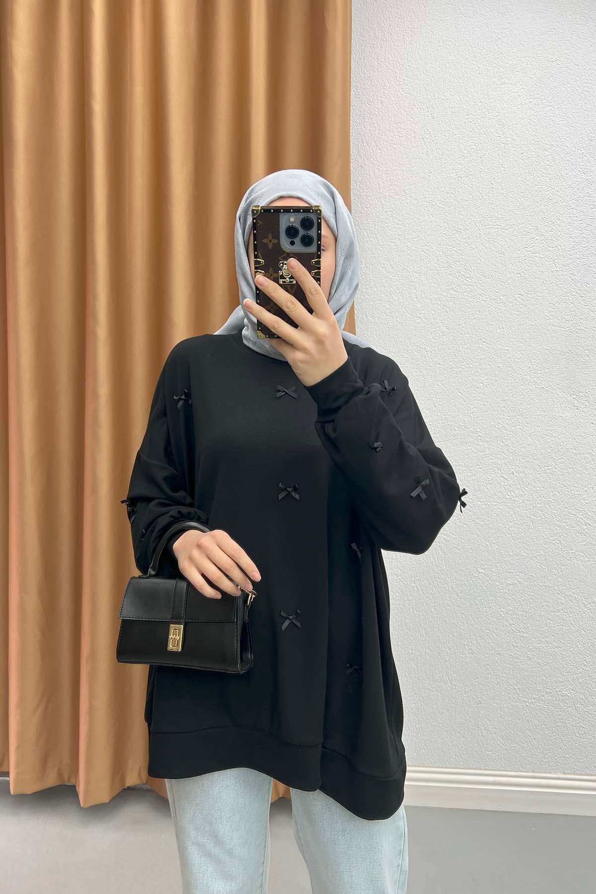 Kurdeleli Oysh Tunik Siyah
