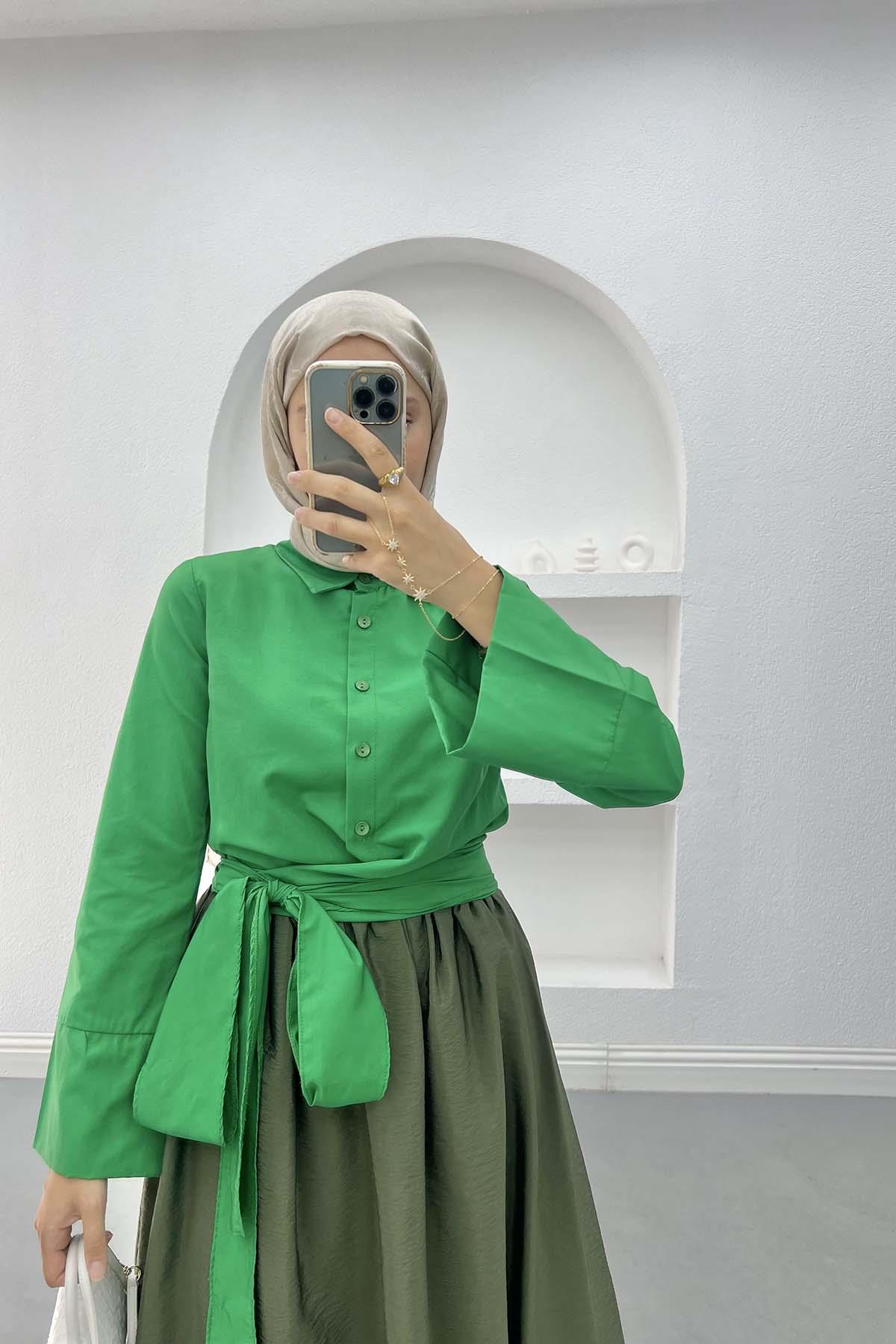 Kuşaklı Gömlek Benetton Yeşil