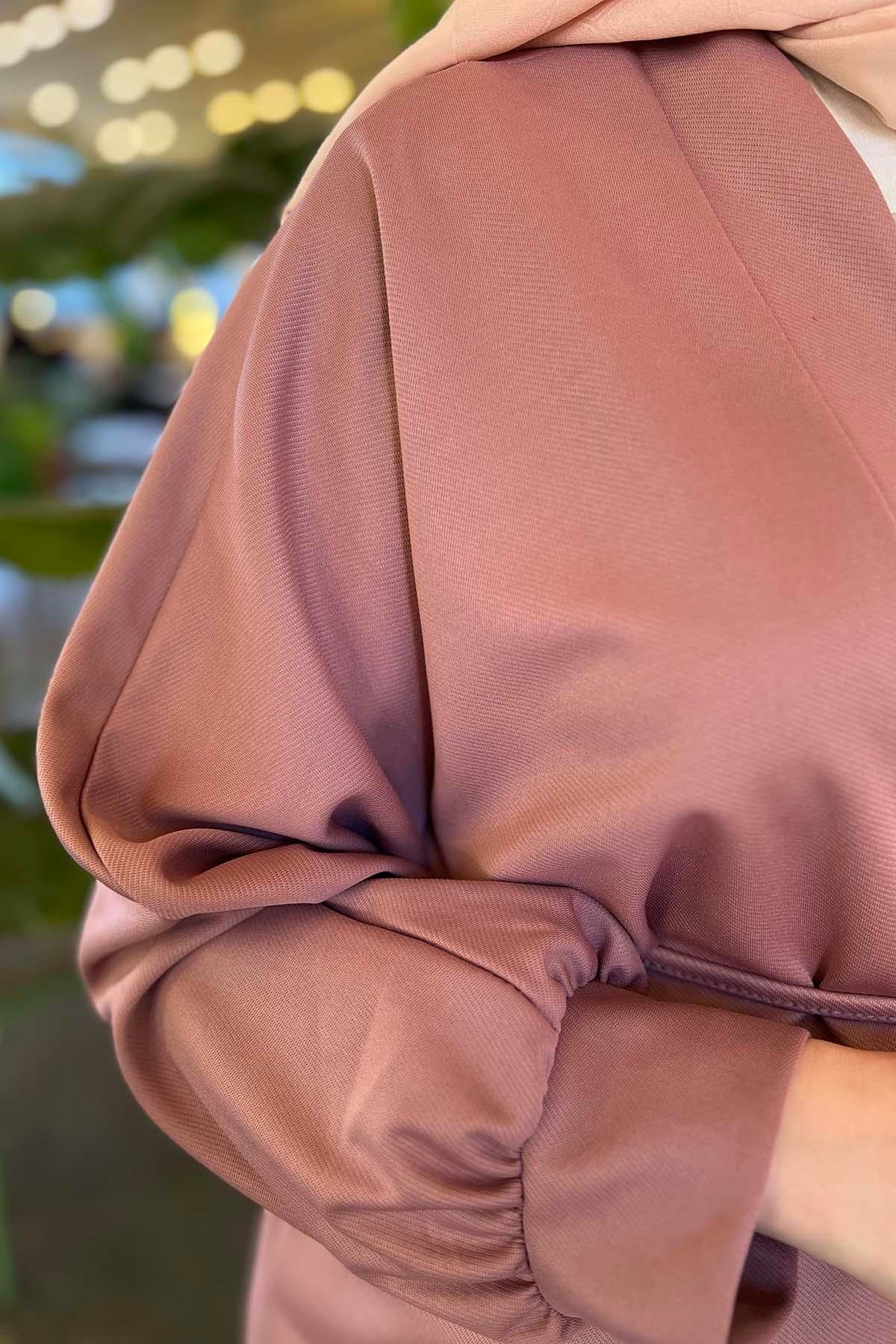 Kuşaklı Kimono Gül Kurusu