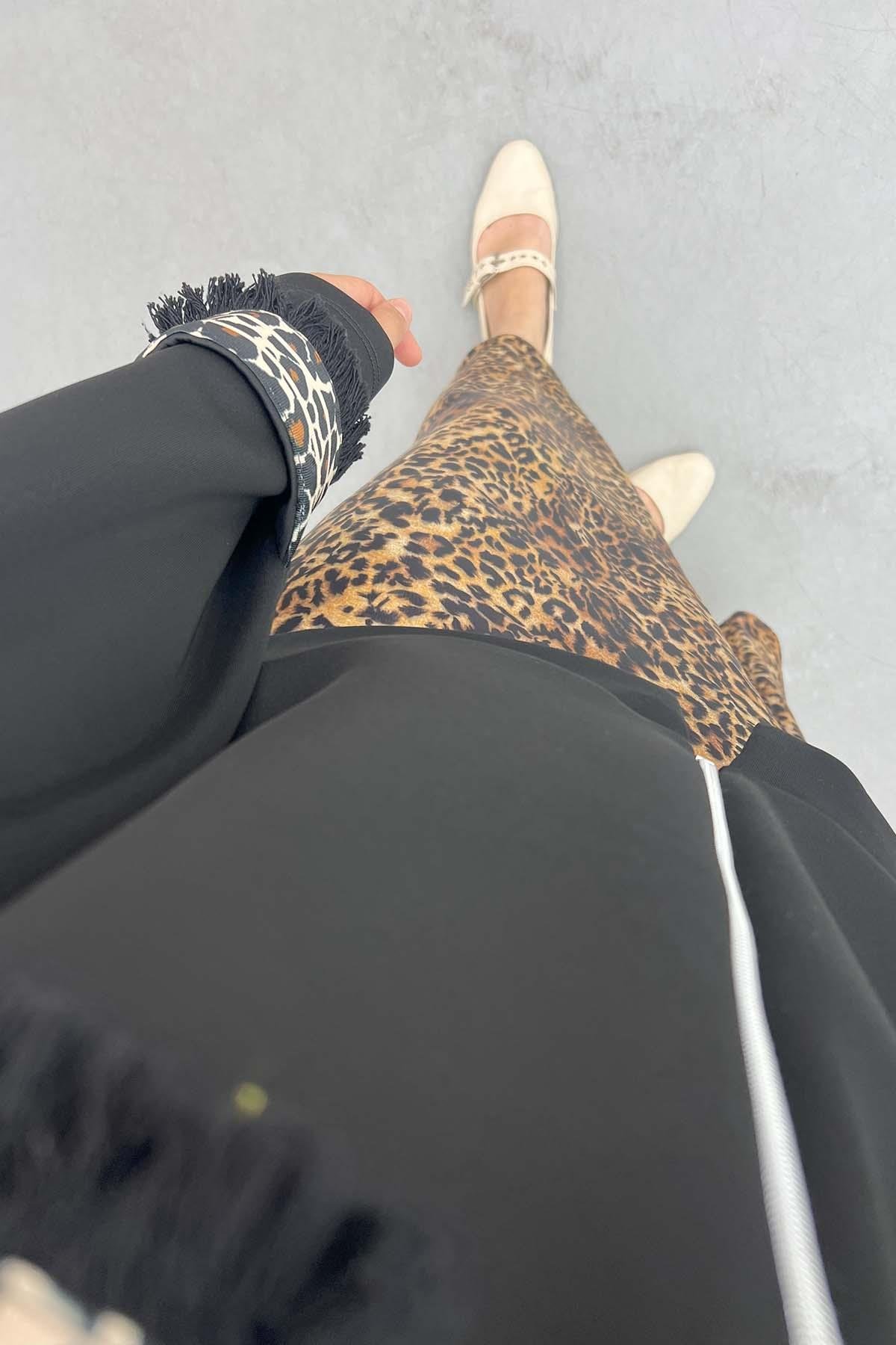 Leopar Cepli Scuba Ceket Siyah