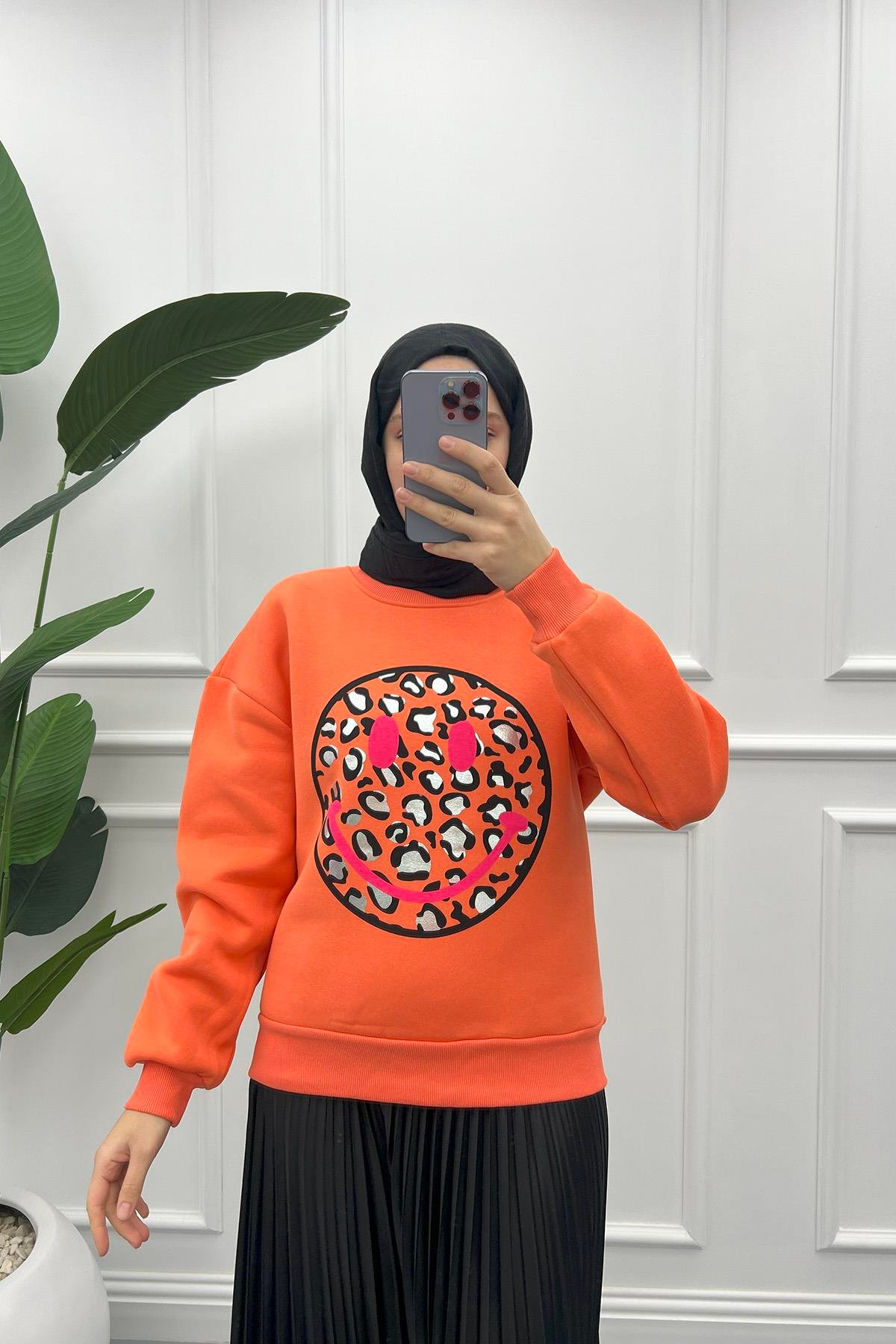 Leopar Desen Sweatshirt Yavruağzı