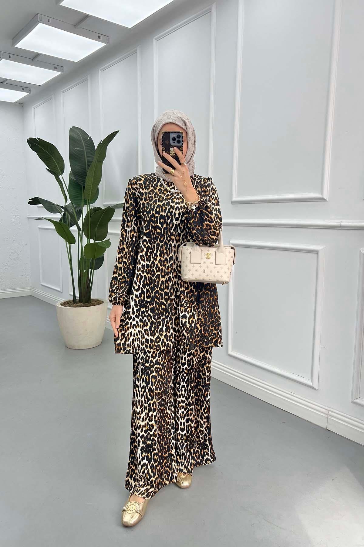 Leoparlı Tunik Takım Leopar