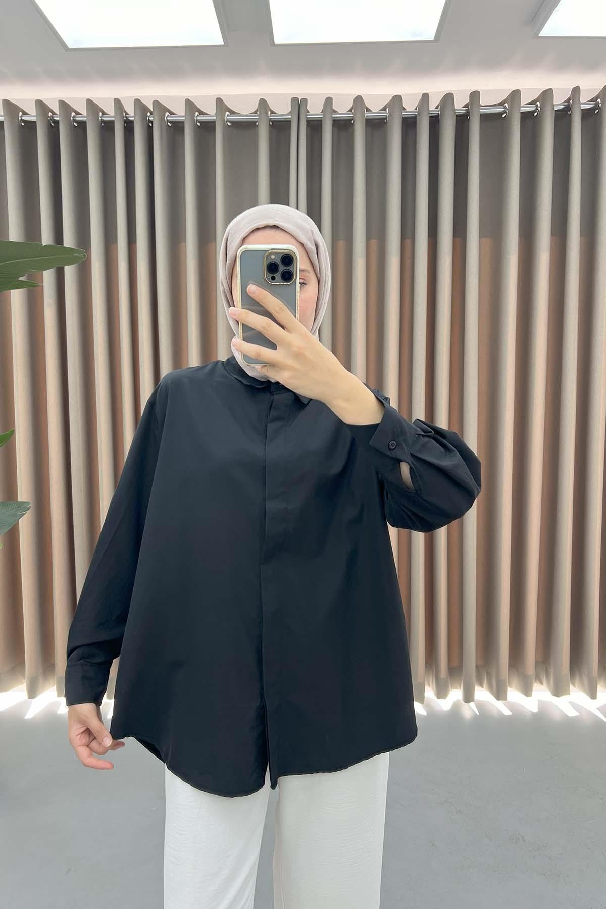 Oversize Gömlek Siyah