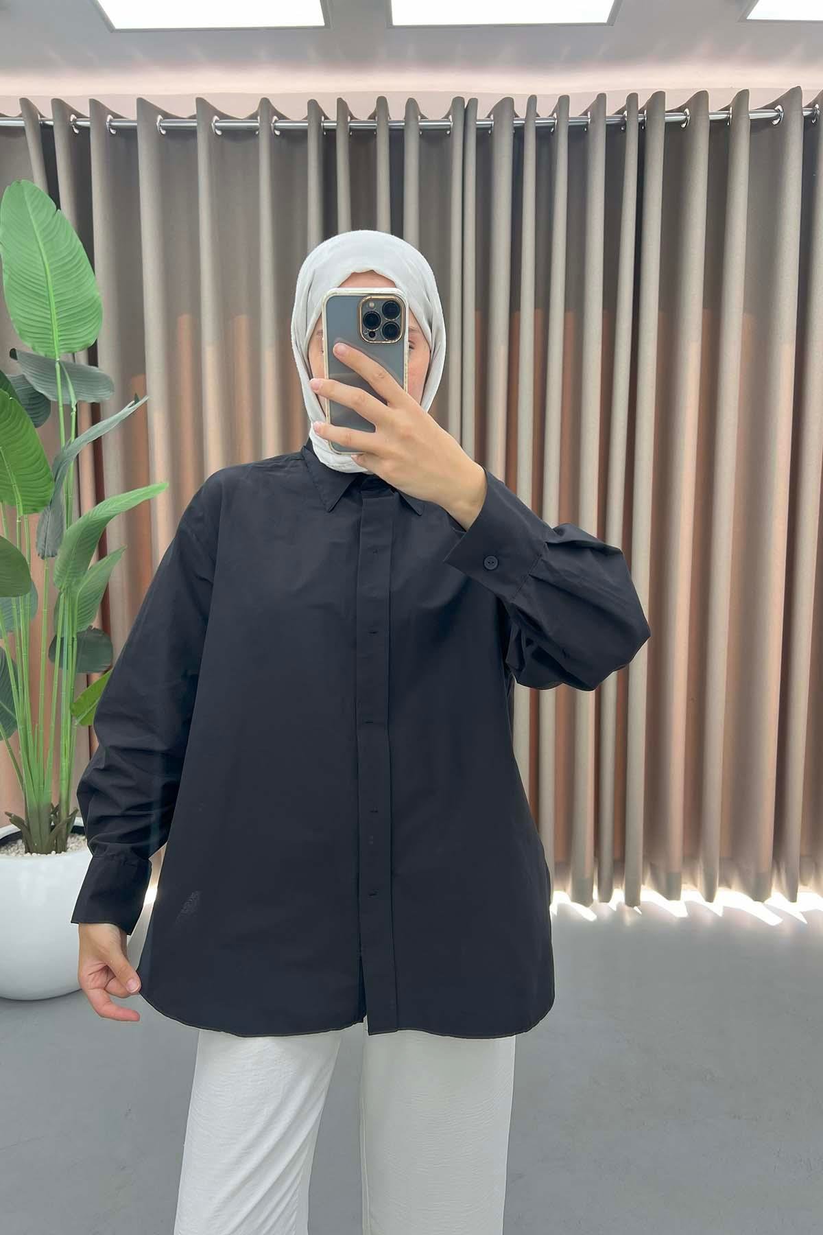 Oversize Gömlek Siyah