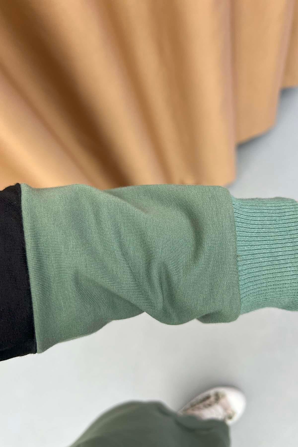 Renk Bloklu Üçlü Takım Mint Yeşili
