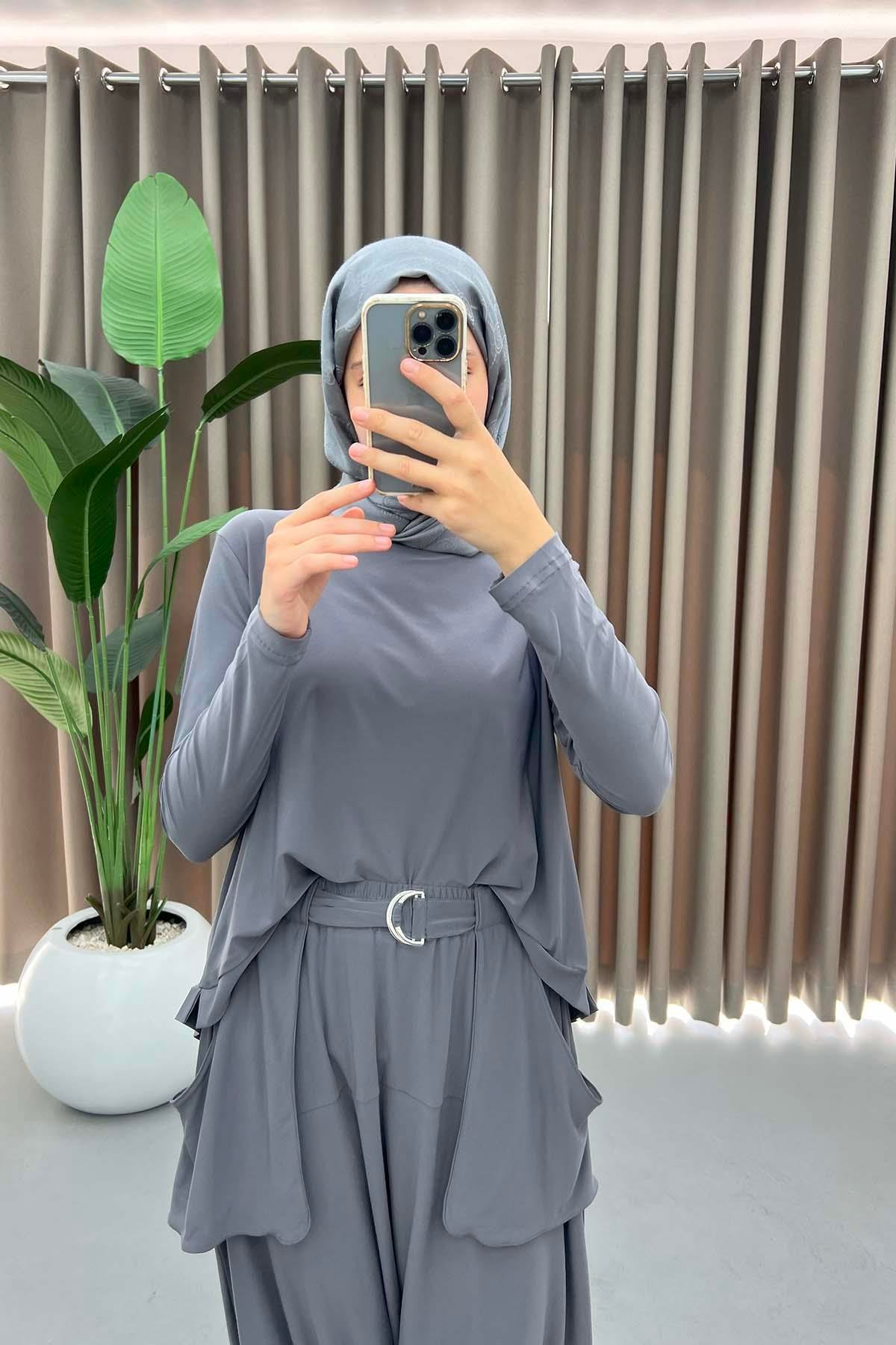 Şalvar Model Takım Gri