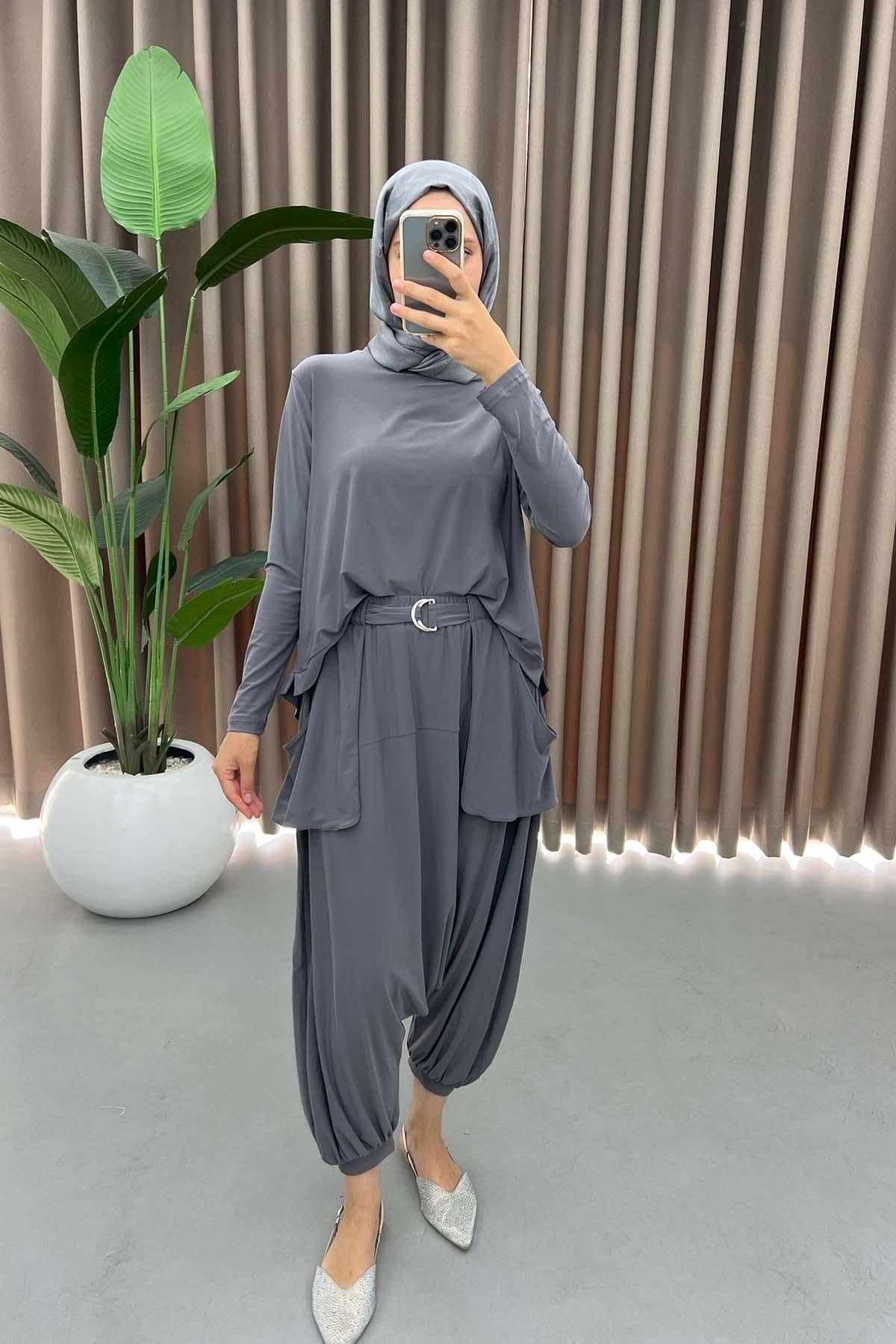 Şalvar Model Takım Gri