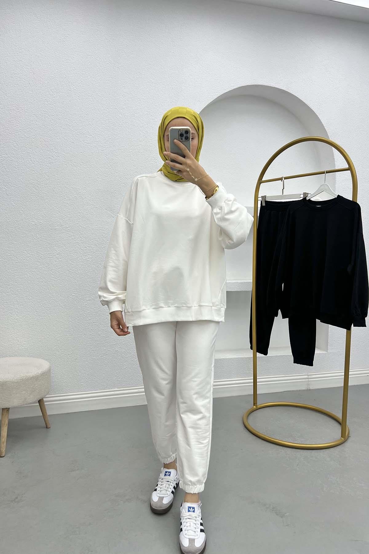 Sweatshirt Takım Beyaz
