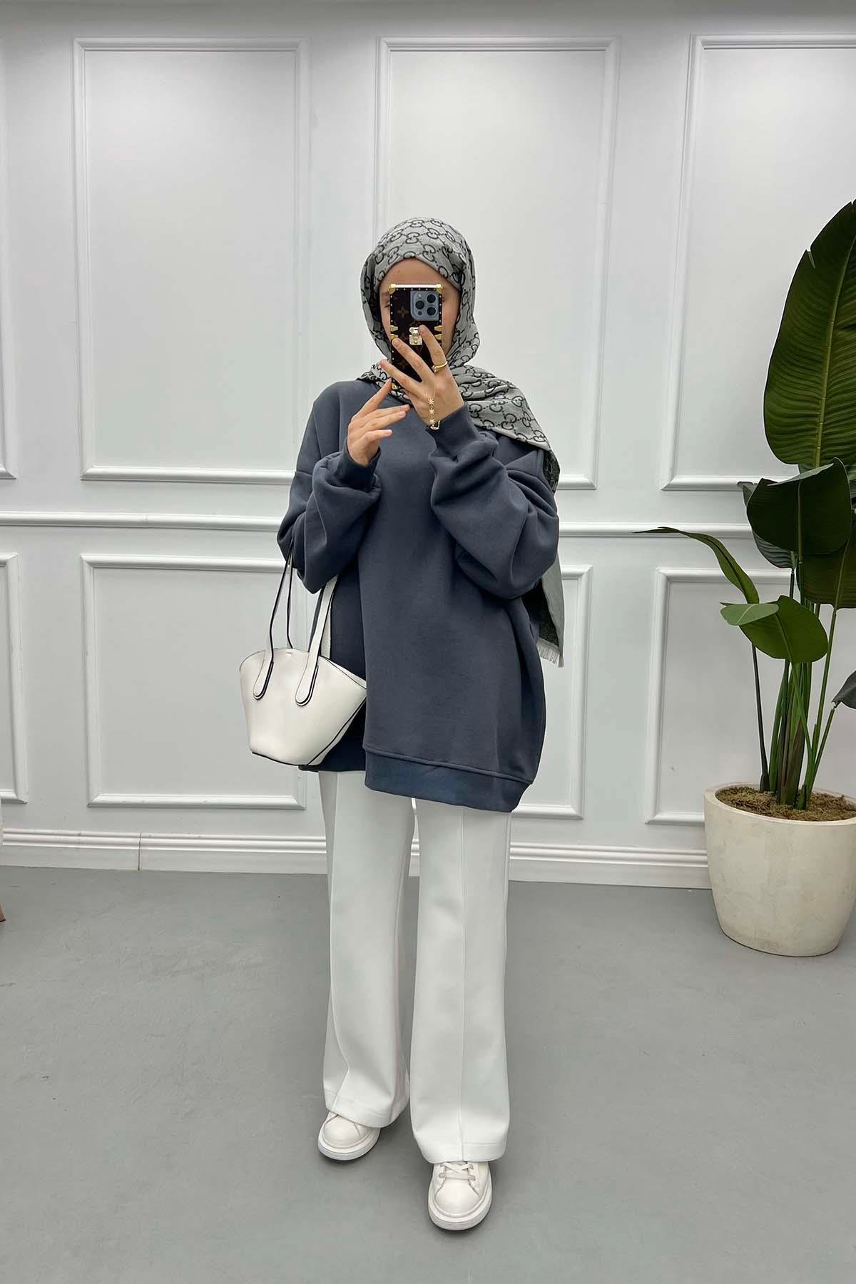 Üç İplik Oversize Sweatshirt Antrasit
