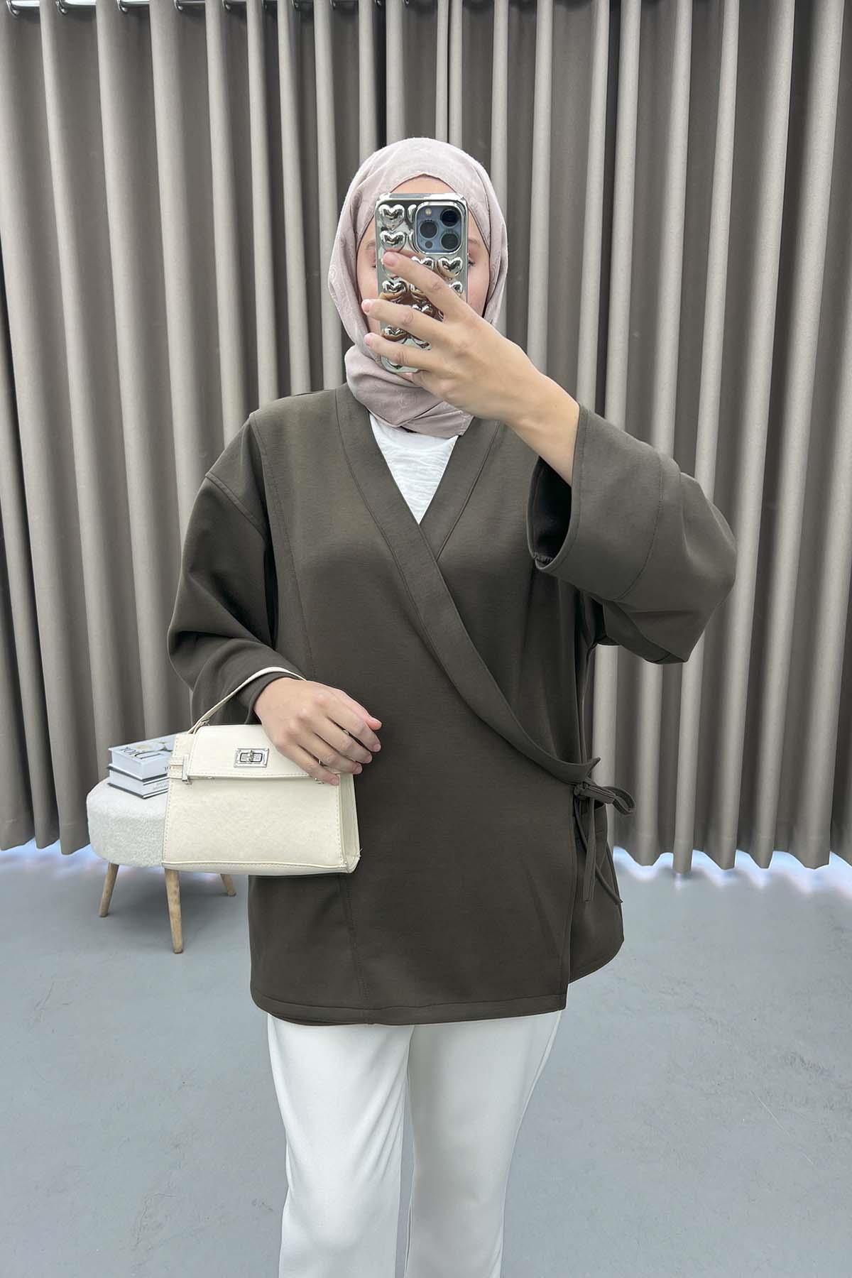Yan Bağlamalı Oysho Kimono Acı Kahve