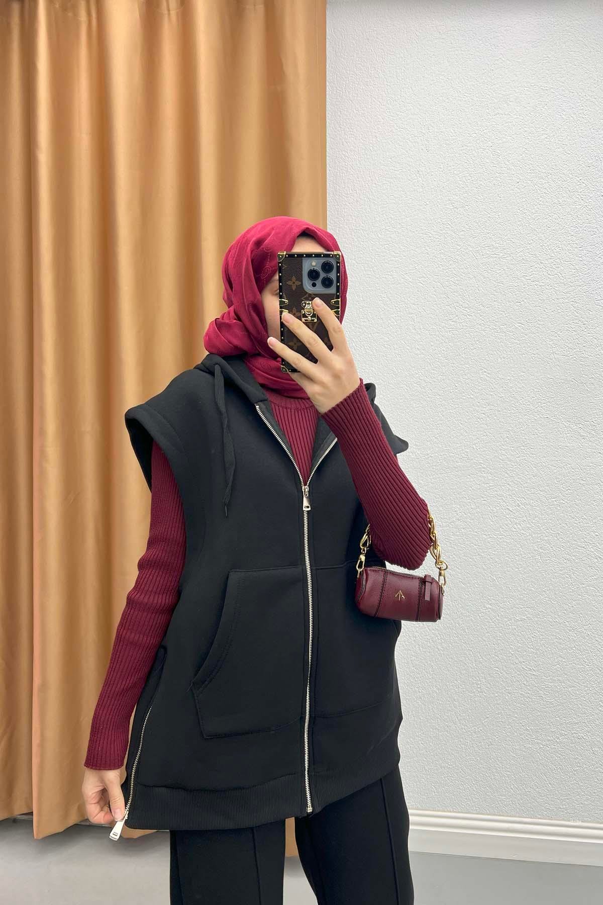 Yelekli Üç İplik Takım Siyah
