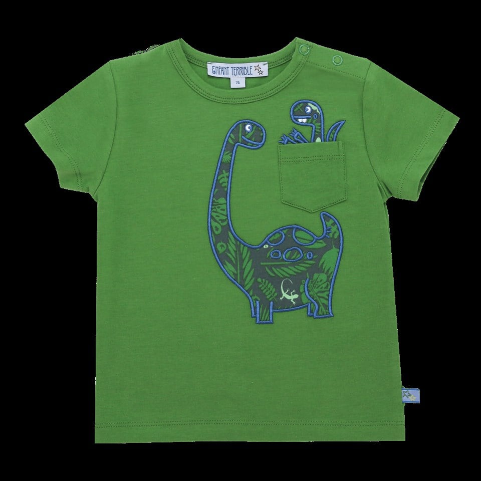 Enfant Terrible Dinozor Desenli Kısa Kollu Yeşil Bebek T-shirt