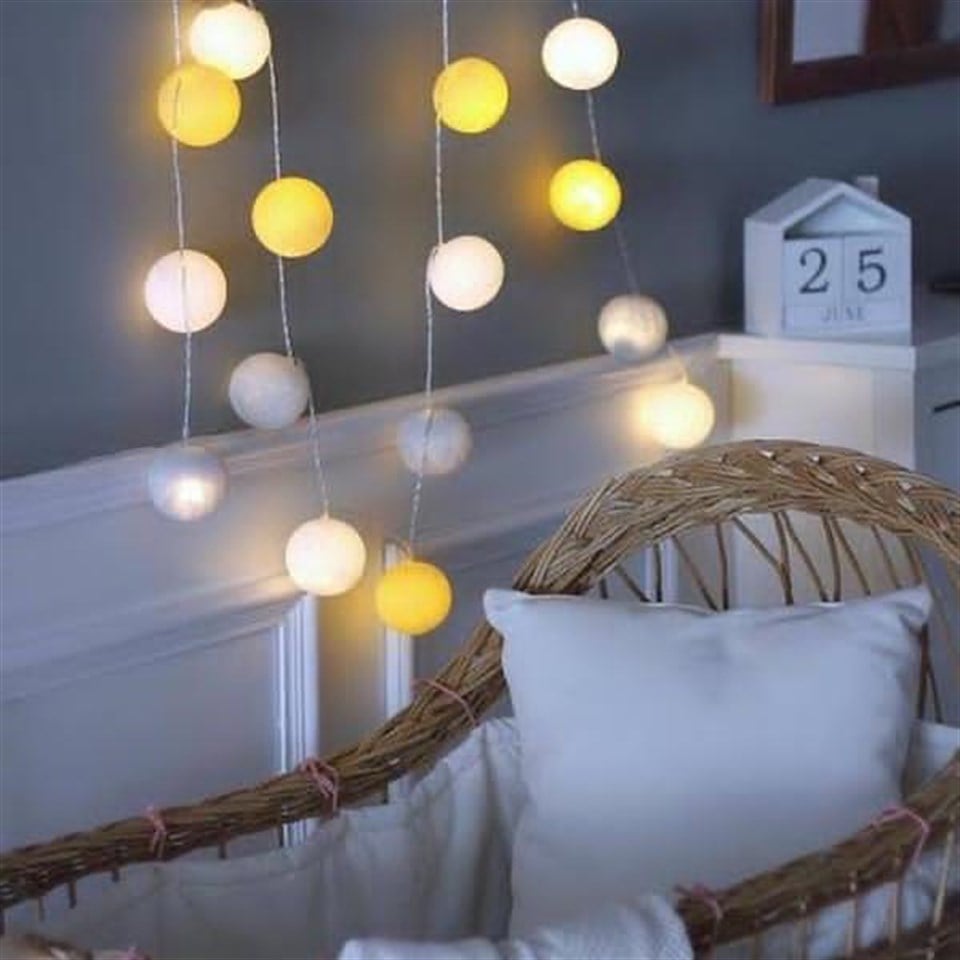 Moonlight Işıklı Toplar Gri-Sarı-Beyaz