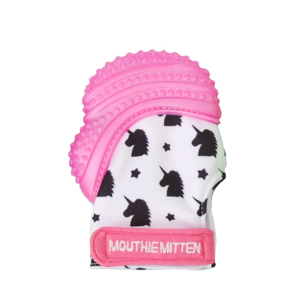 Mouthie Mitten Diş Kaşıyıcı Eldiven - Pembe Atlı