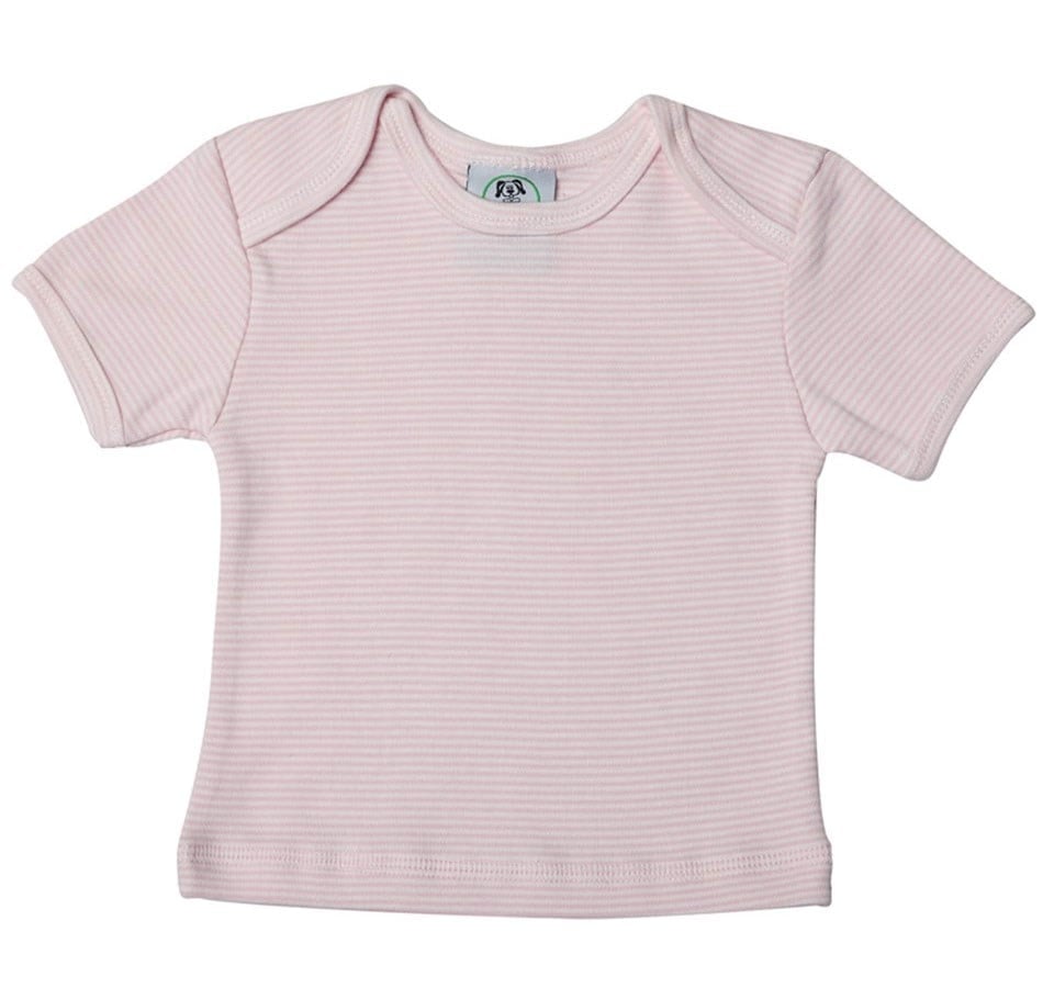 Pembe Çizgili Kısa Kollu T-shirt