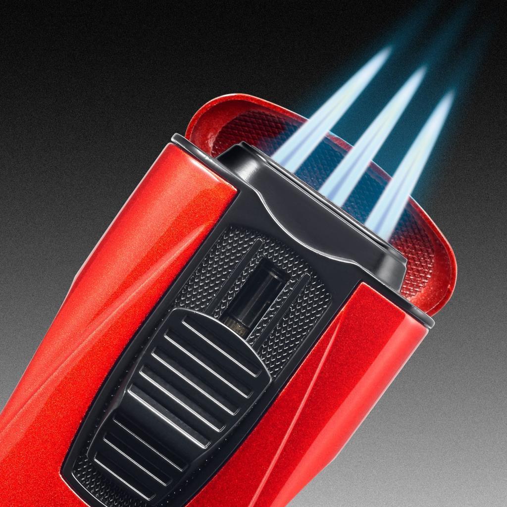 Colibri Monaco 3 Torch Pürmüz Metalik Kırmızı Puro Çakmağı
