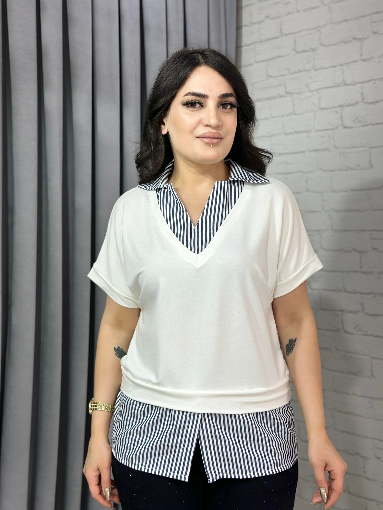 Beyaz  Poplin Gömlek Tasarım Sweat  A090