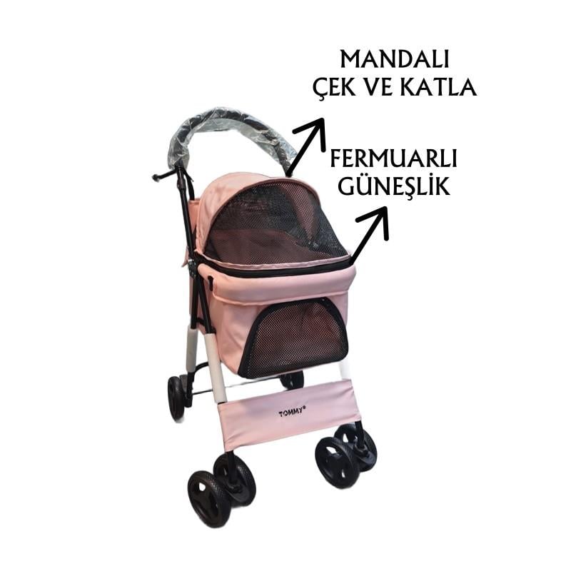 Tommy Evcil Hayvan Arabası 60x42,5x89,5 Pembe Max 15 Kg