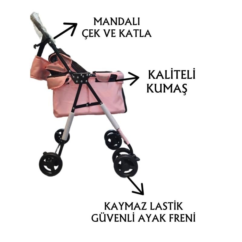 Tommy Evcil Hayvan Arabası 60x42,5x89,5 Pembe Max 15 Kg
