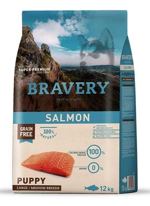 Bravery Tahılsız Somonlu Yavru Büyük/Orta Irk Köpek Maması 12 Kg