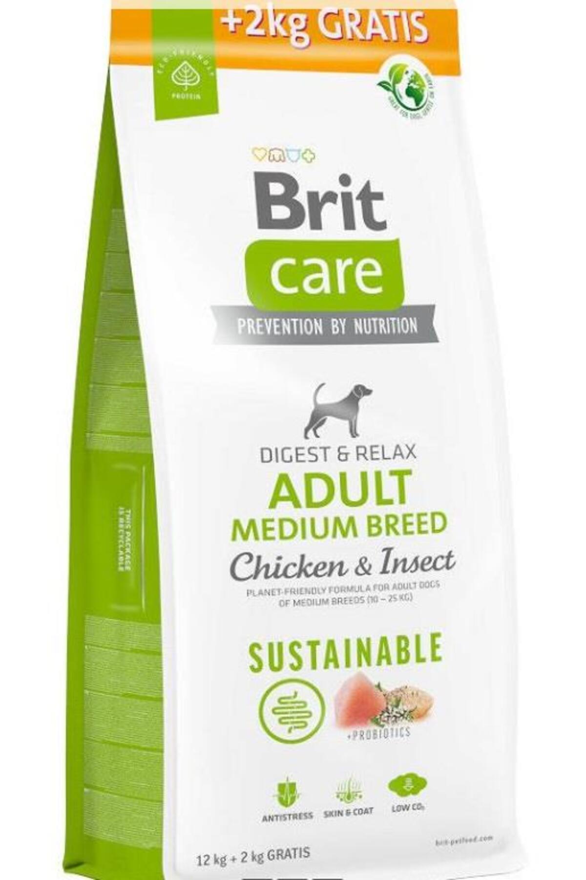 Brit Care Digest & Relax Tavuklu Larva Proteinli Orta Irk Yetişkin Köpek Maması 12kg + 2kg HEDİYE!