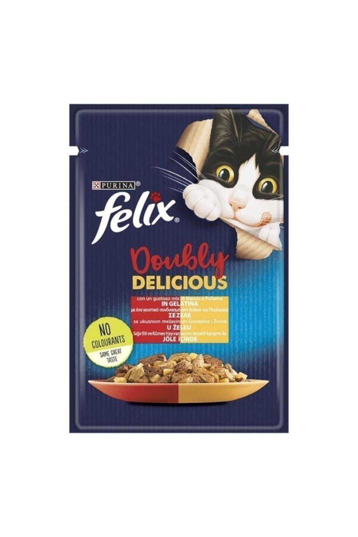 Felix Çifte Lezzet Sığır Etli ve Tavuklu Konserve Kedi Maması 85 gr