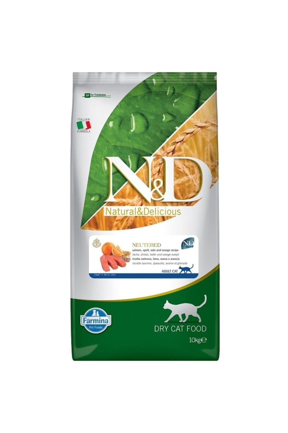 N&D Ocean Somonlu ve Portakallı Ata Tahıllı Kısırlaştırılmış Kedi Maması 10kg