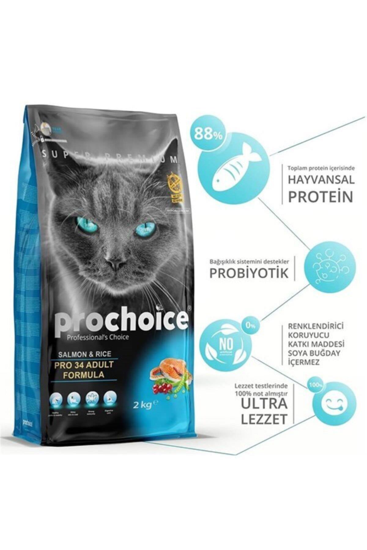 ProChoice 34 Somonlu ve Pirinçli Düşük Tahıllı Yetişkin Kedi Maması 15kg