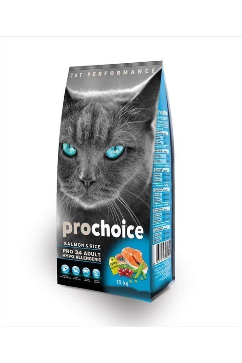 ProChoice 34 Somonlu ve Pirinçli Düşük Tahıllı Yetişkin Kedi Maması 15kg