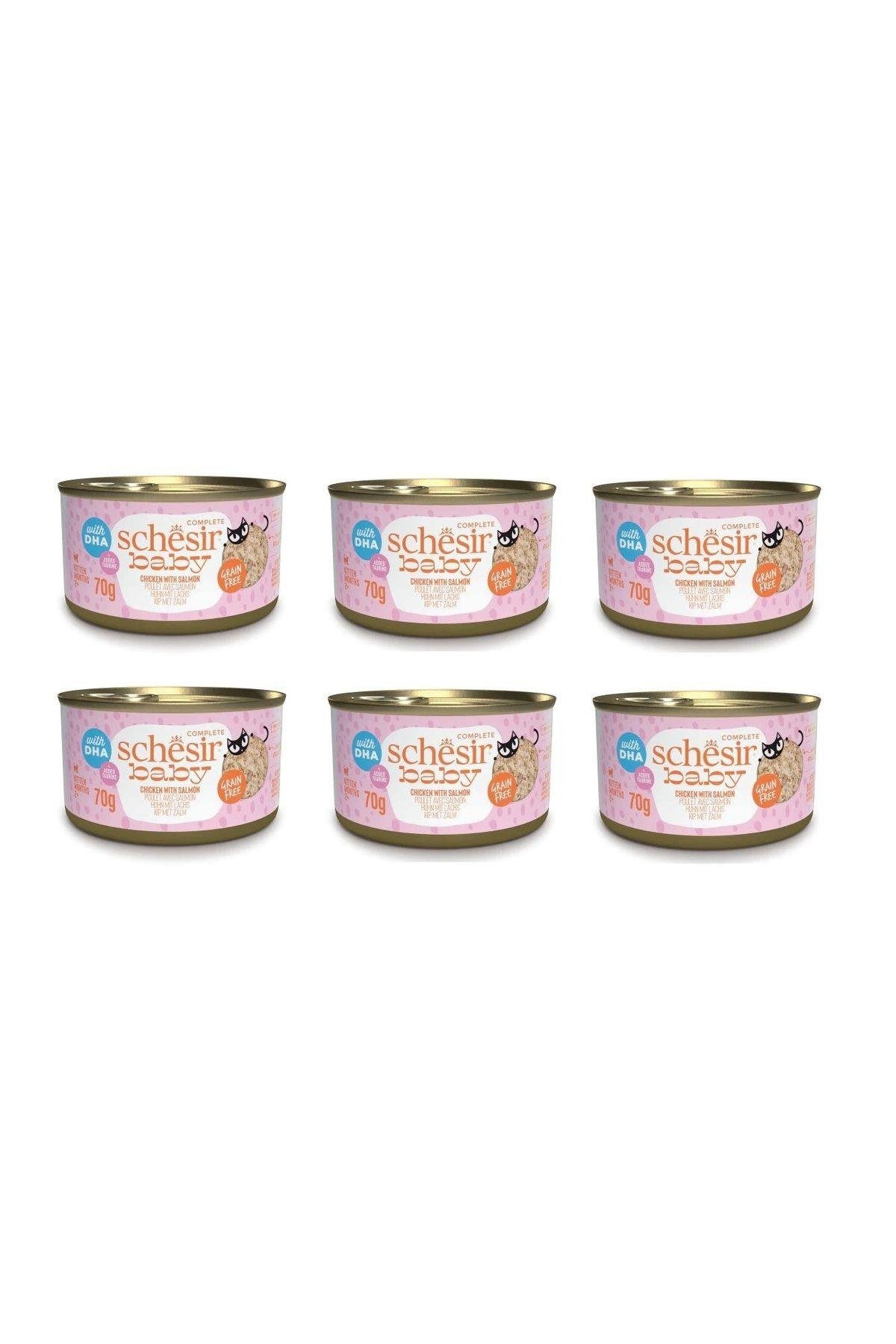 Schesir Tavuk Etli ve Somon Balıklı Tahılsız Yavru Kedi Konservesi 70gr x 6 ADET