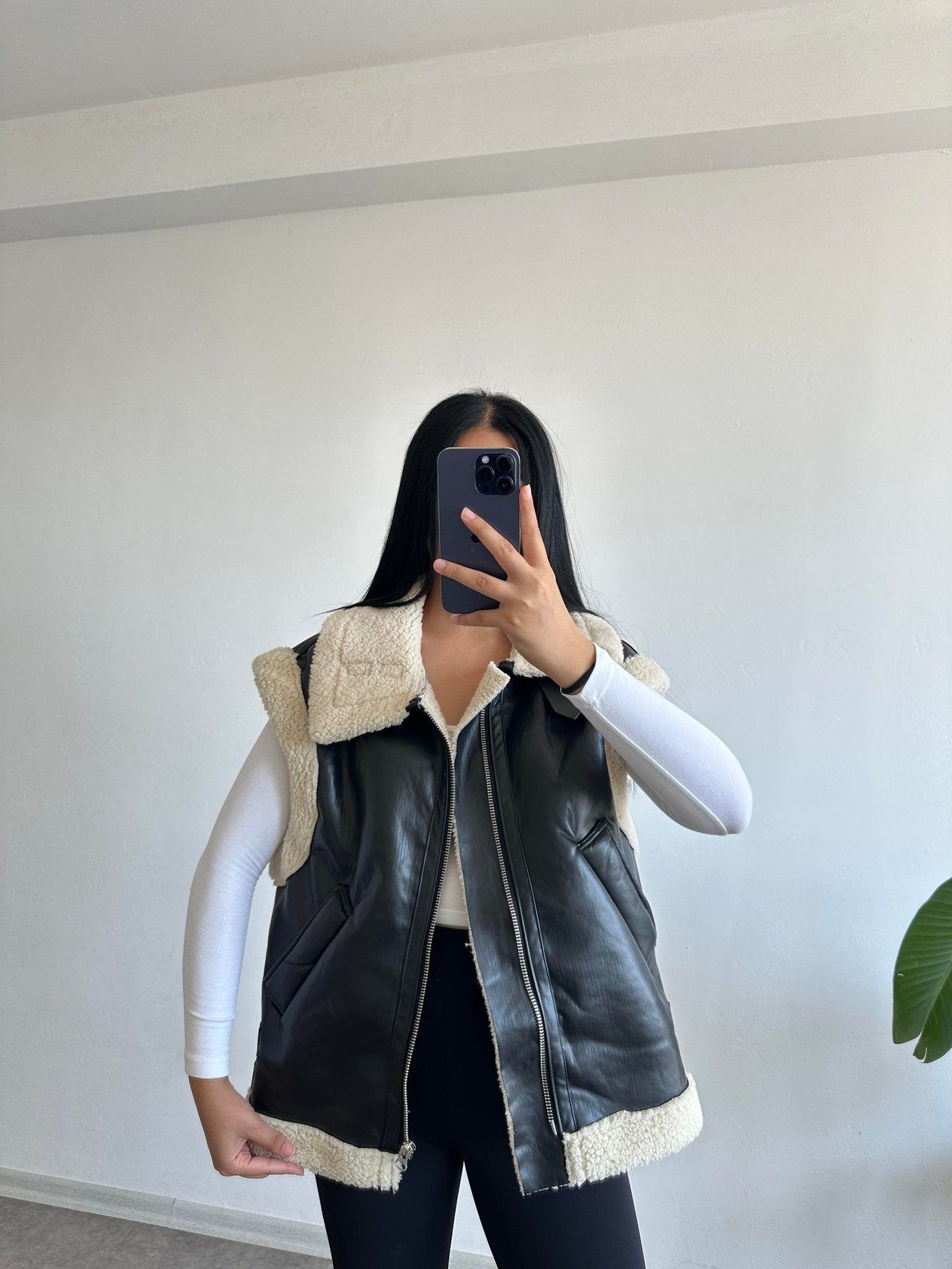 Biker yelek içi teddy dışı deri