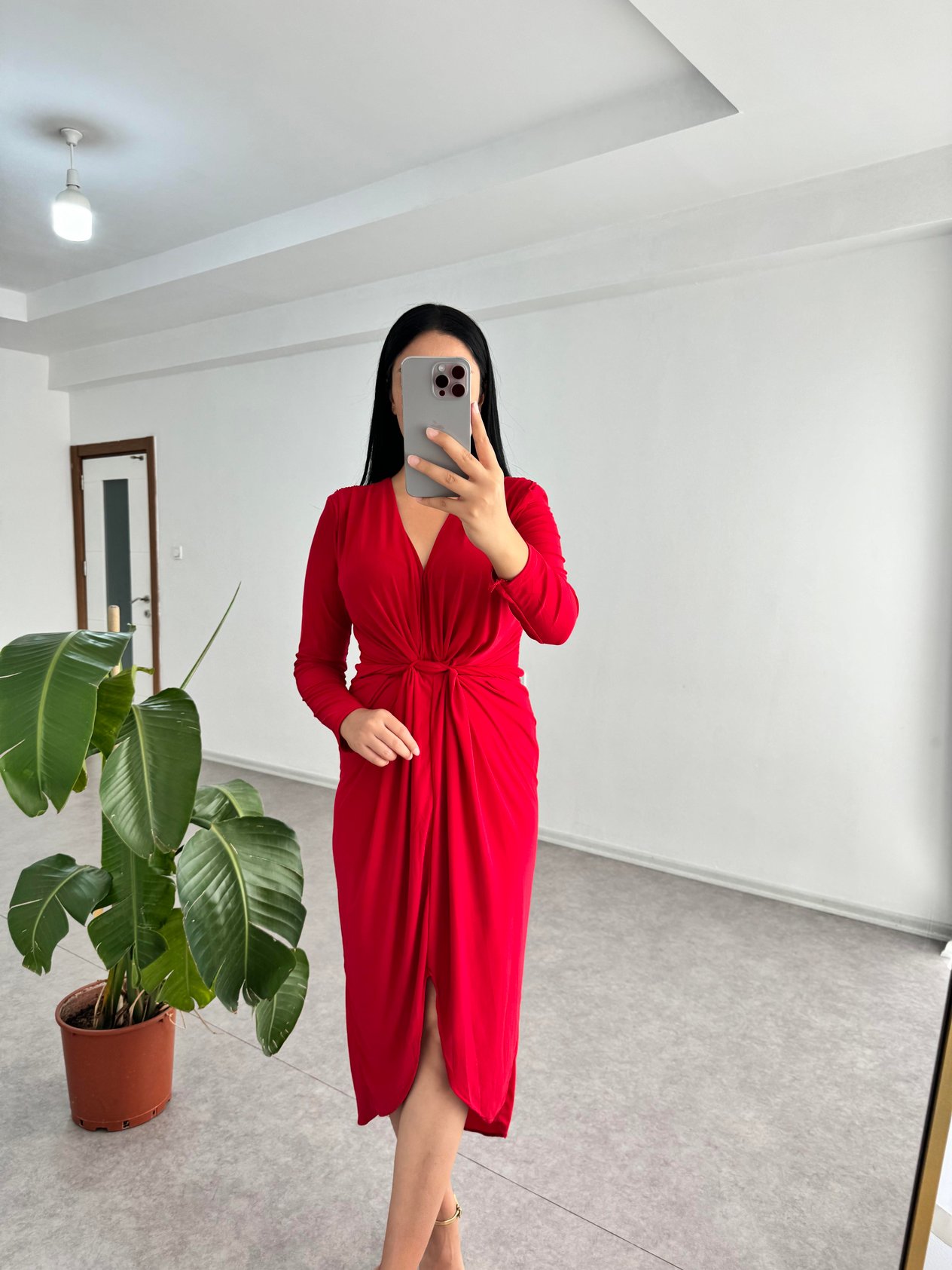 Sendy Kumaş Kırmızı Elbise