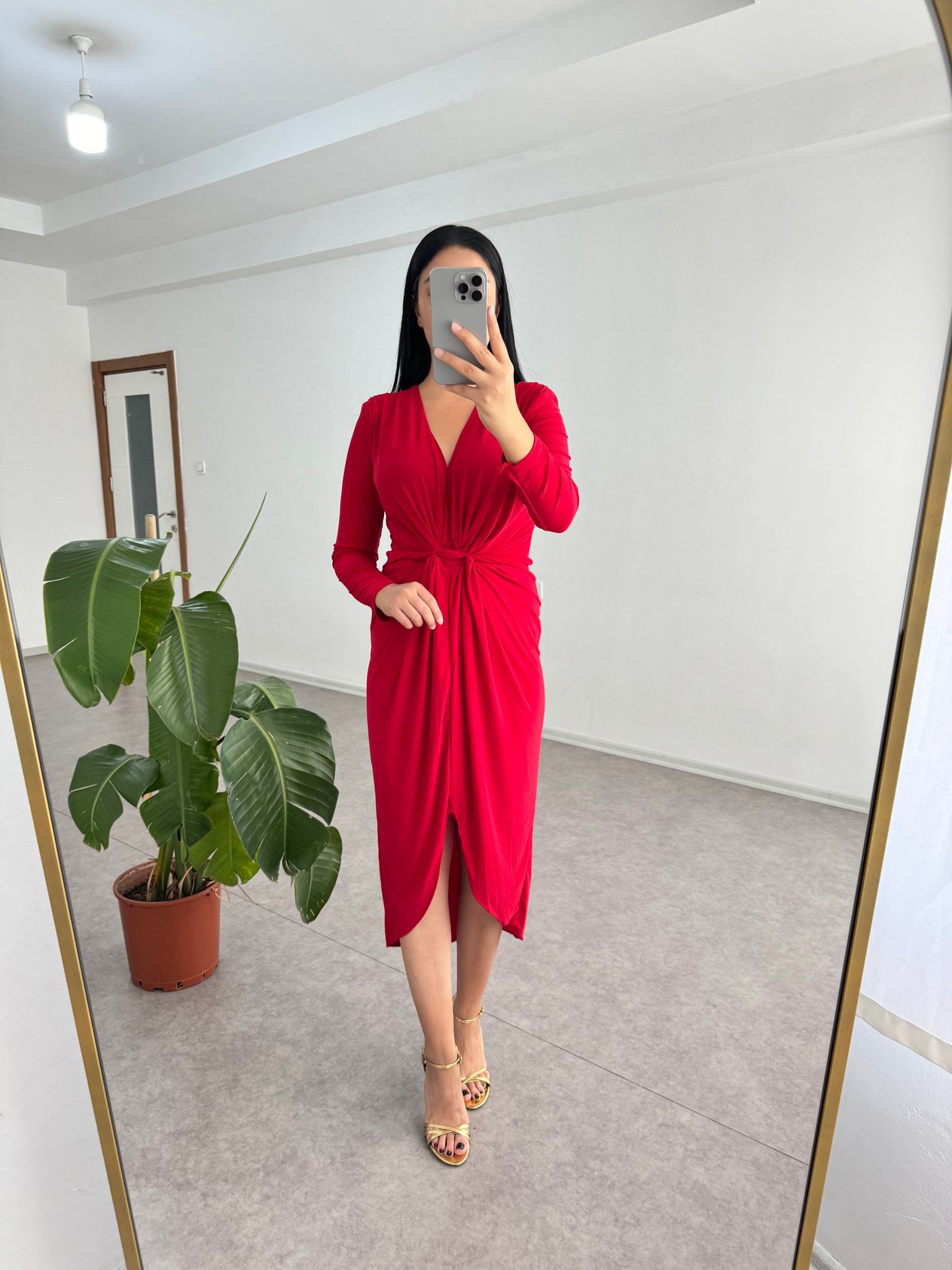 Sendy Kumaş Kırmızı Elbise