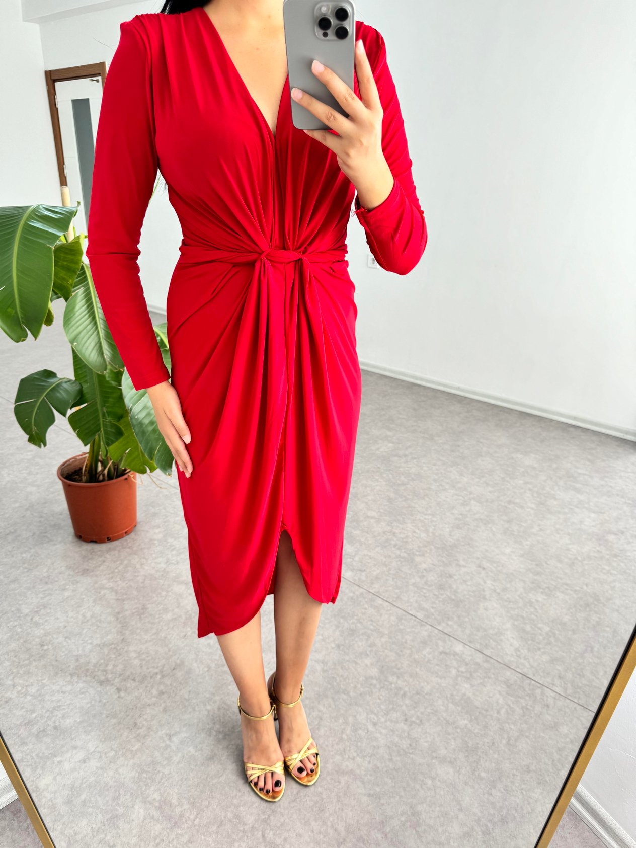 Sendy Kumaş Kırmızı Elbise